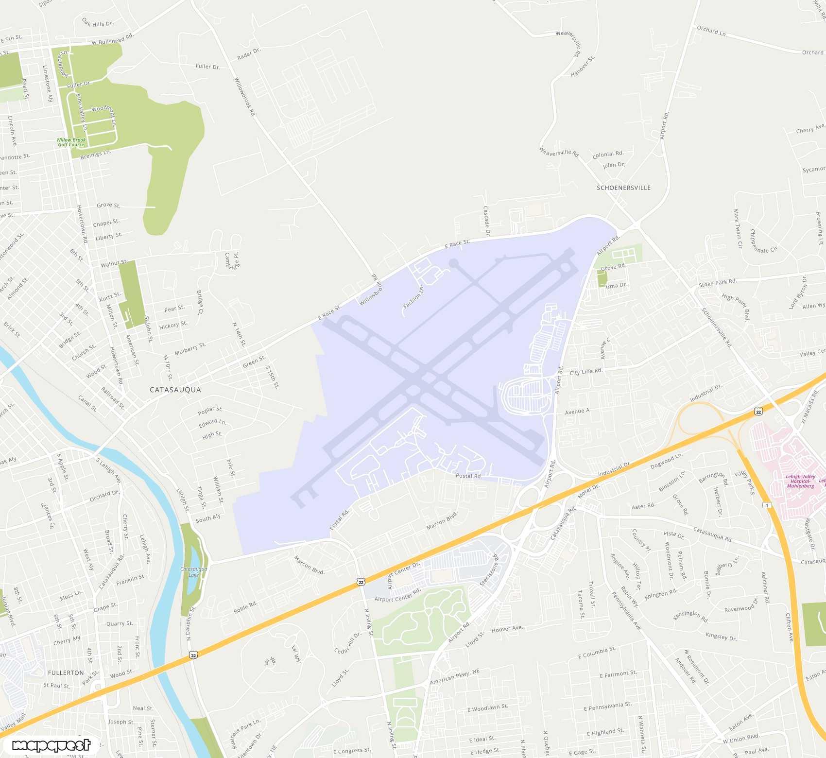 Carte de Lehigh Valley <span>airport (ABE)</span>