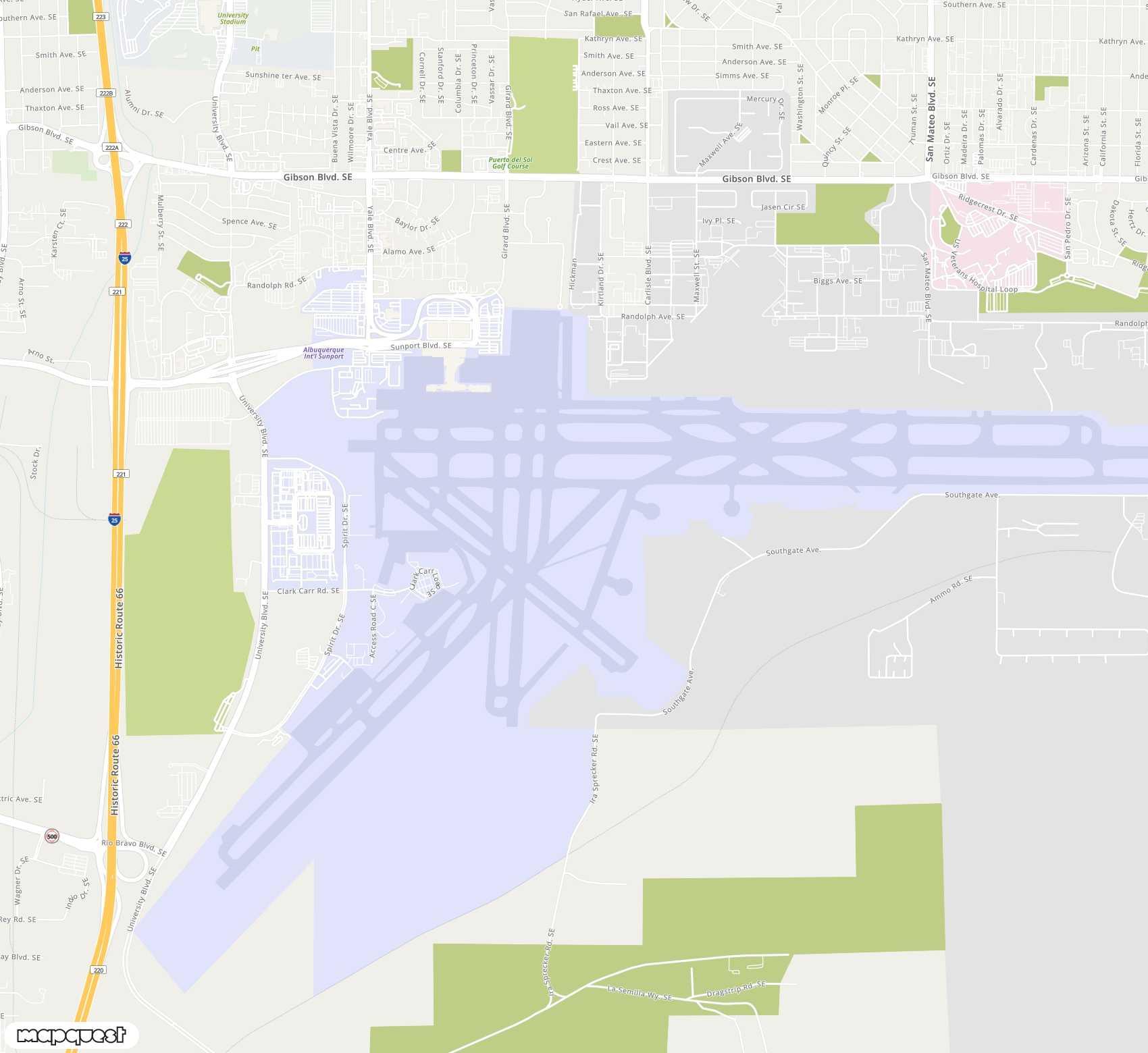 Carte de <span>Aéroport de </span>Albuquerque Sunport<span>(ABQ)</span>
