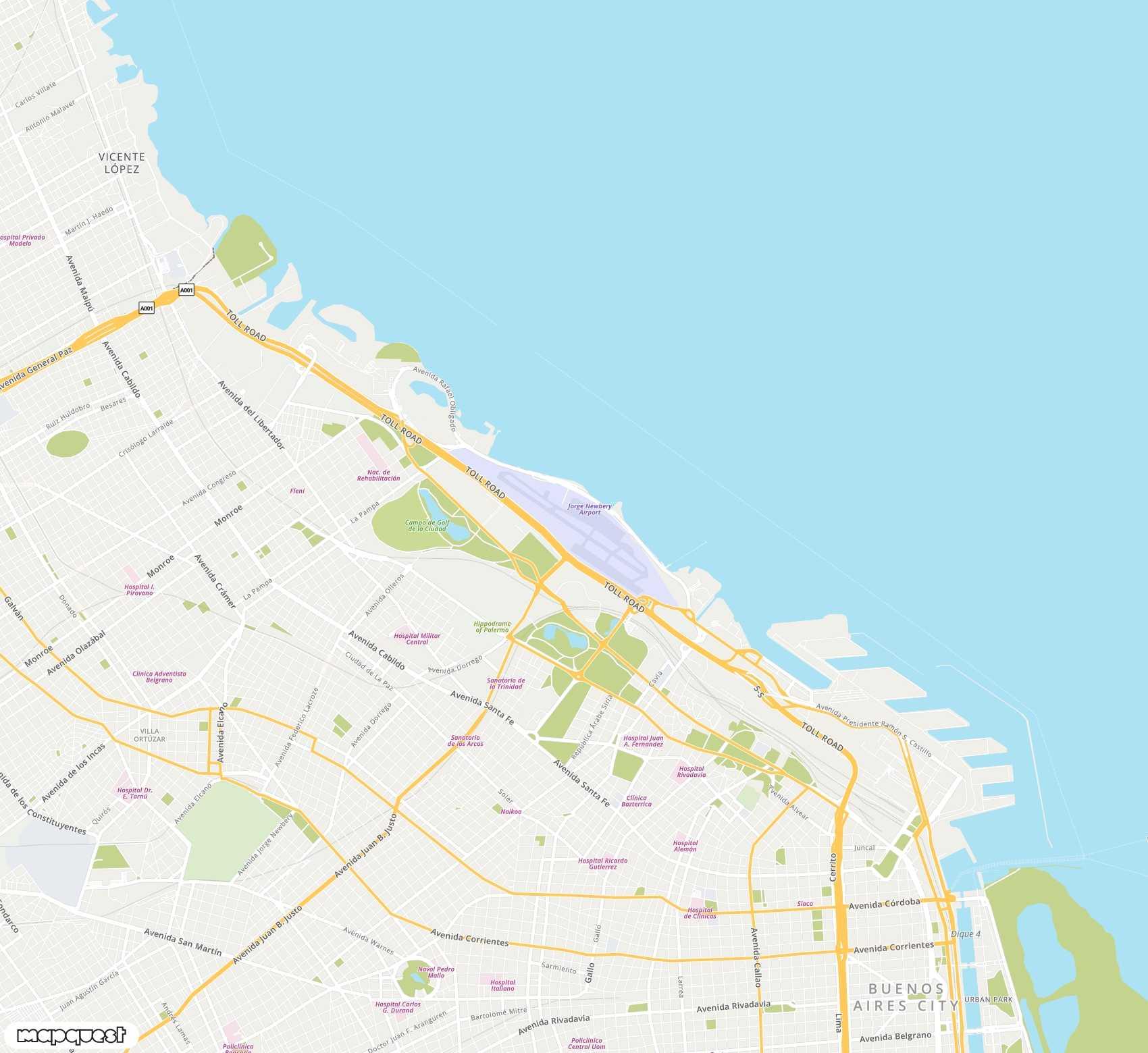 Carte de Jorge Newbery Airpark <span>international airport (AEP)</span>