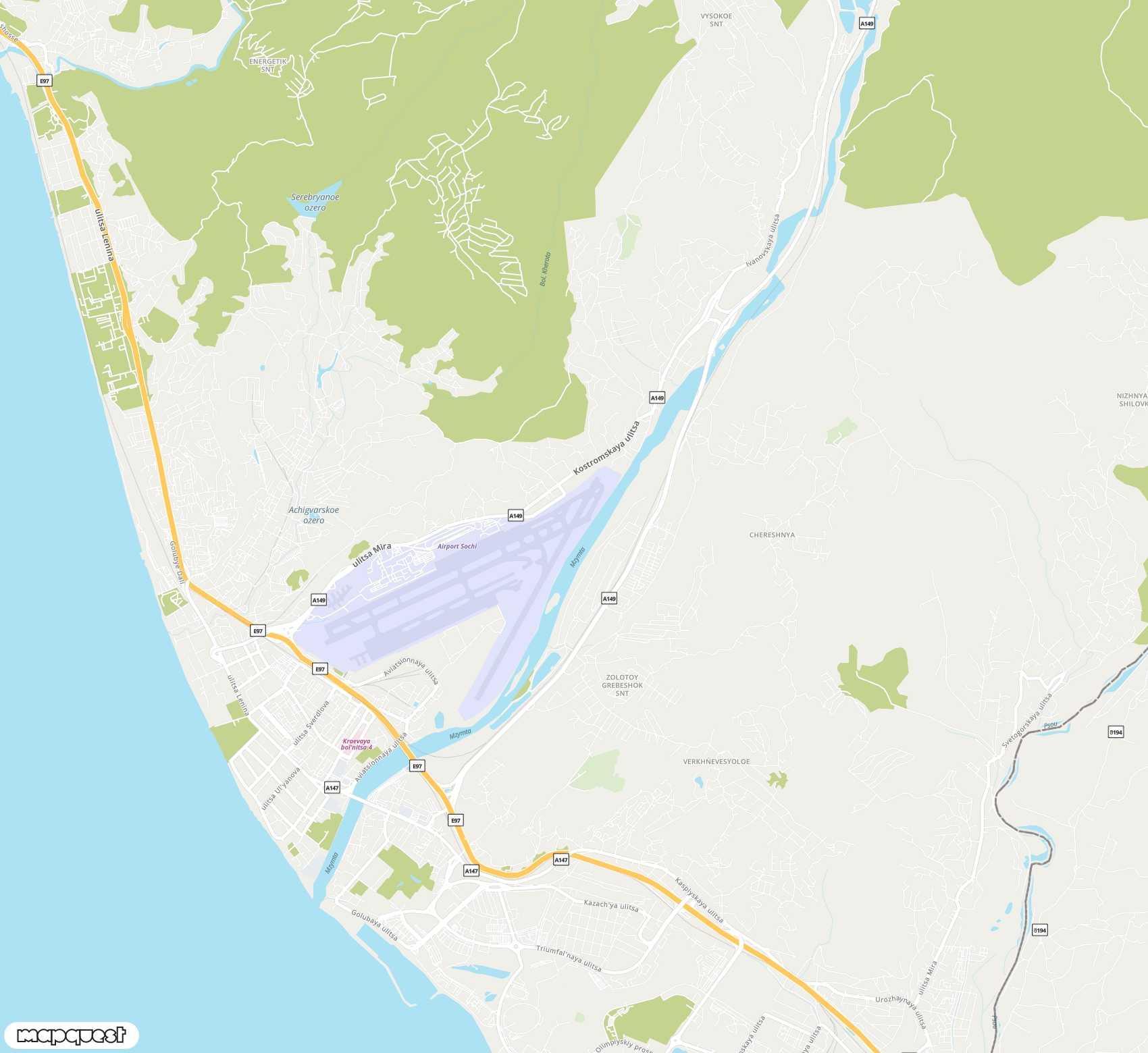 Carte de Sochi <span>international airport (AER)</span>