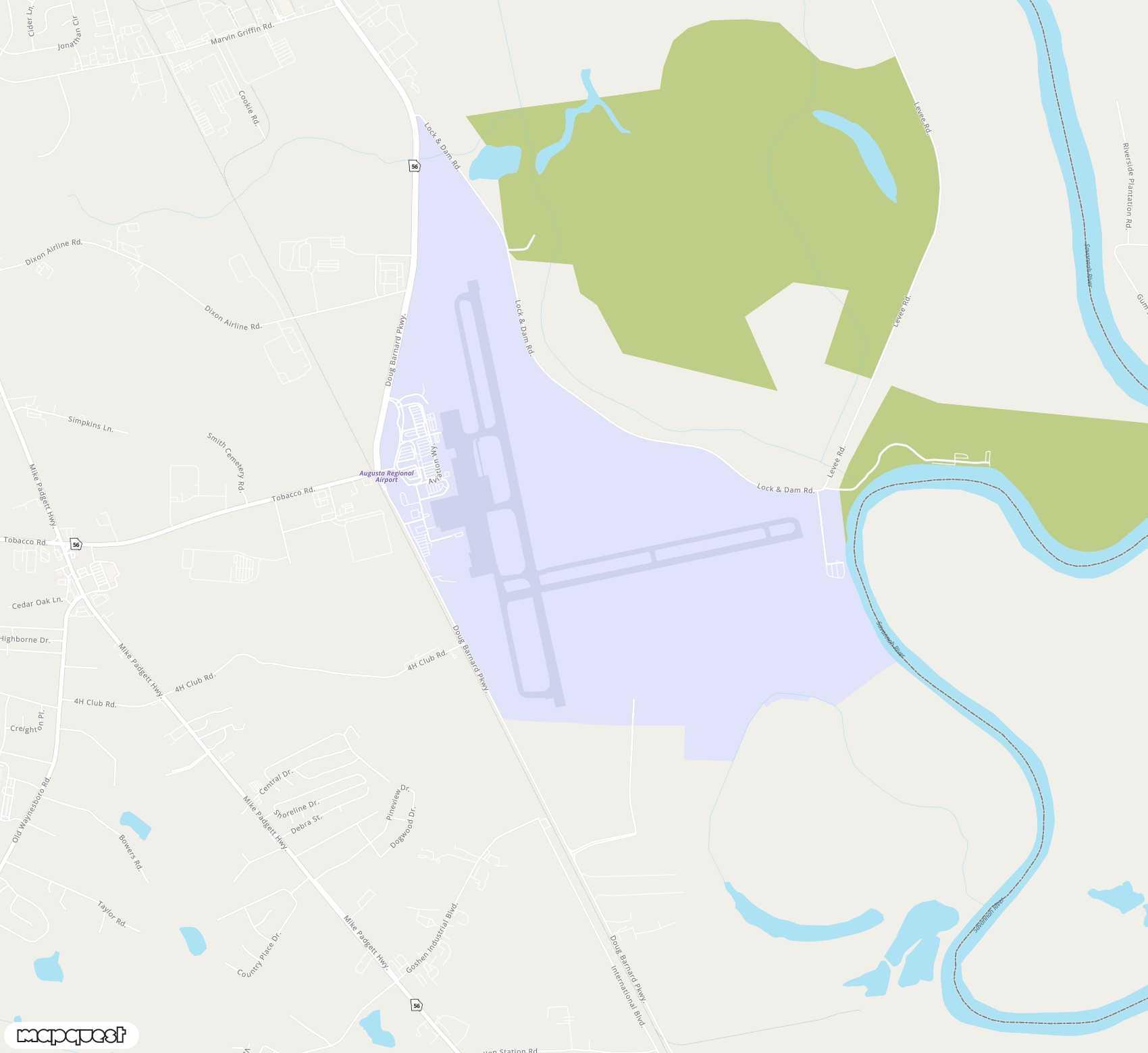 Carte de <span>Aéroport de </span>Augusta Regional At Bush Field<span>(AGS)</span>