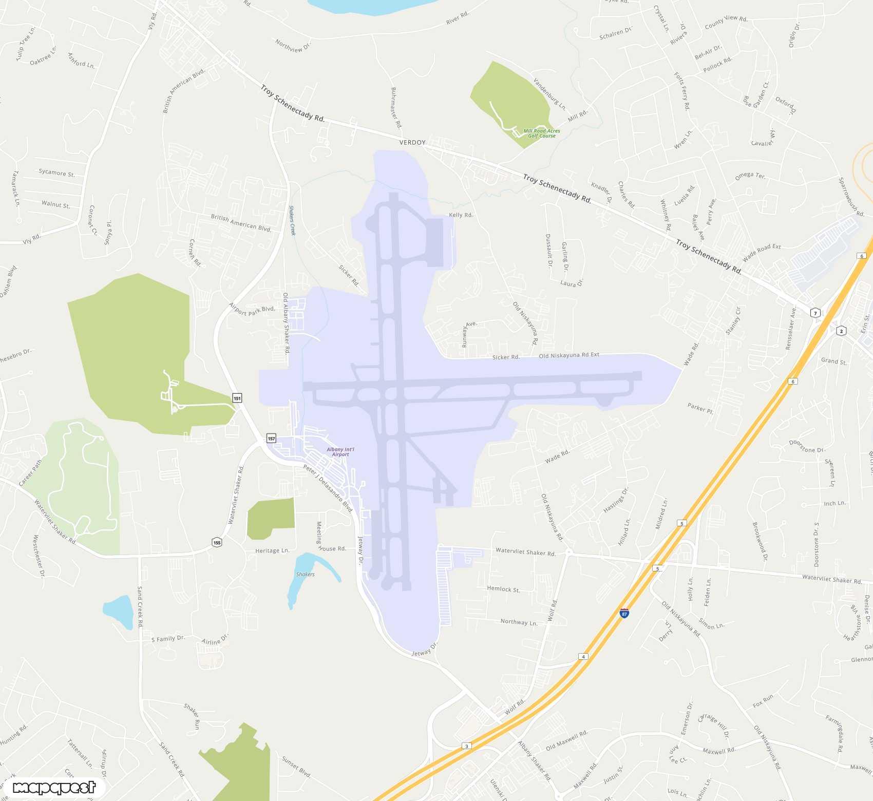 Carte de Albany <span>airport (ALB)</span>