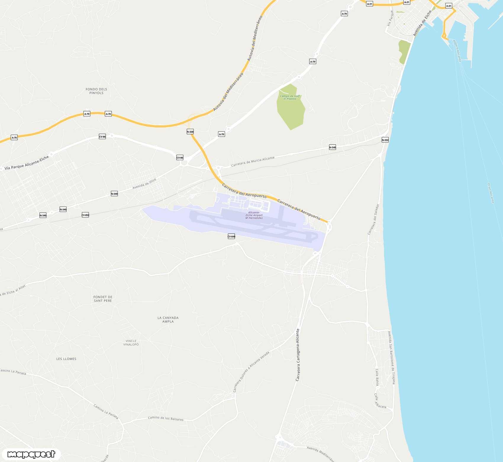 Carte de Alicante-Elche Miguel Hernández <span>international airport (ALC)</span>