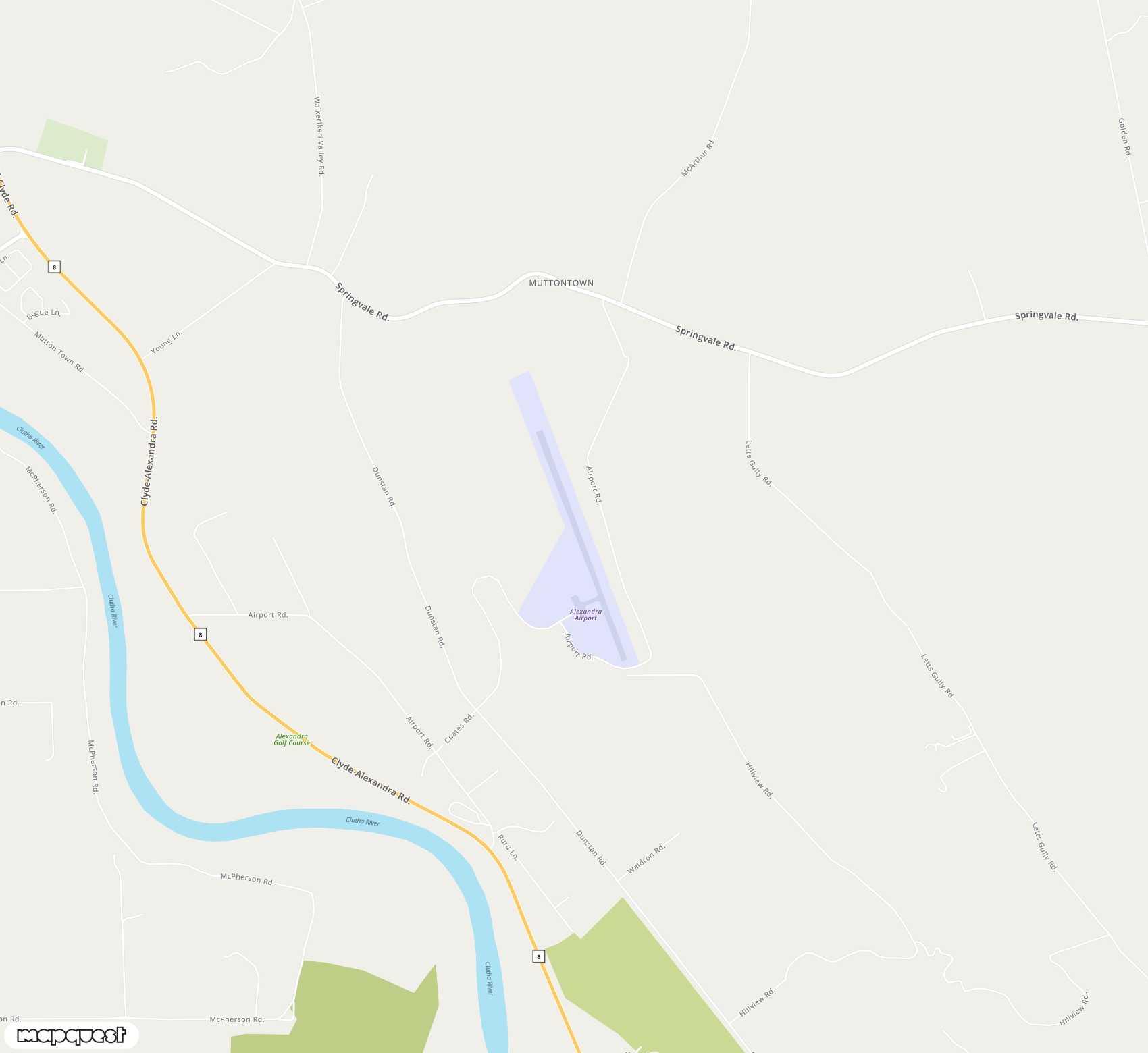 Carte de Alexandra Aerodrome <span>airport (ALR)</span>