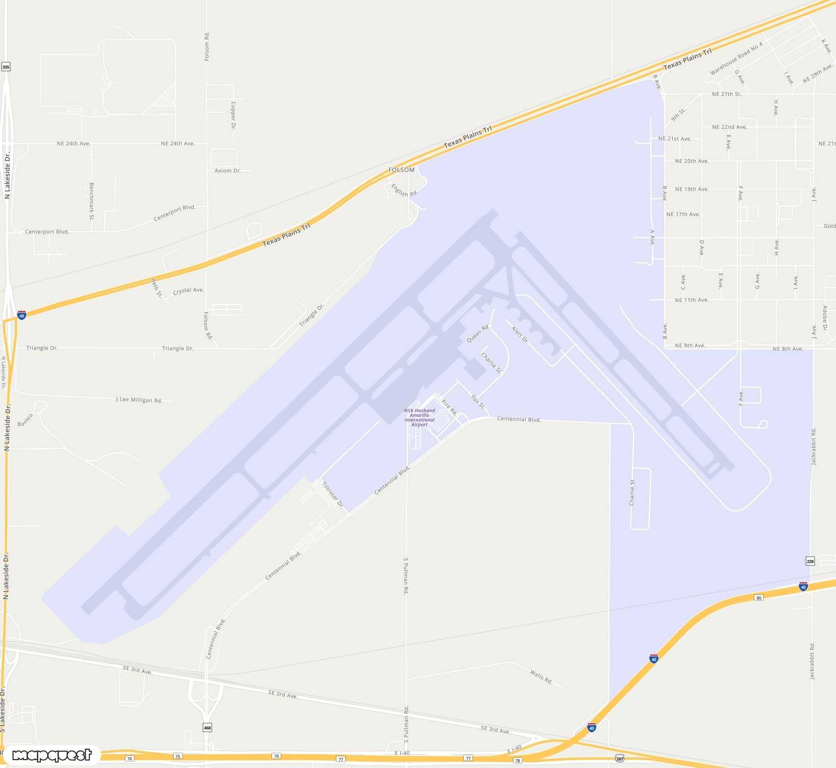Carte de <span>Aéroport de </span>Rick Husband Amarillo<span>(AMA)</span>