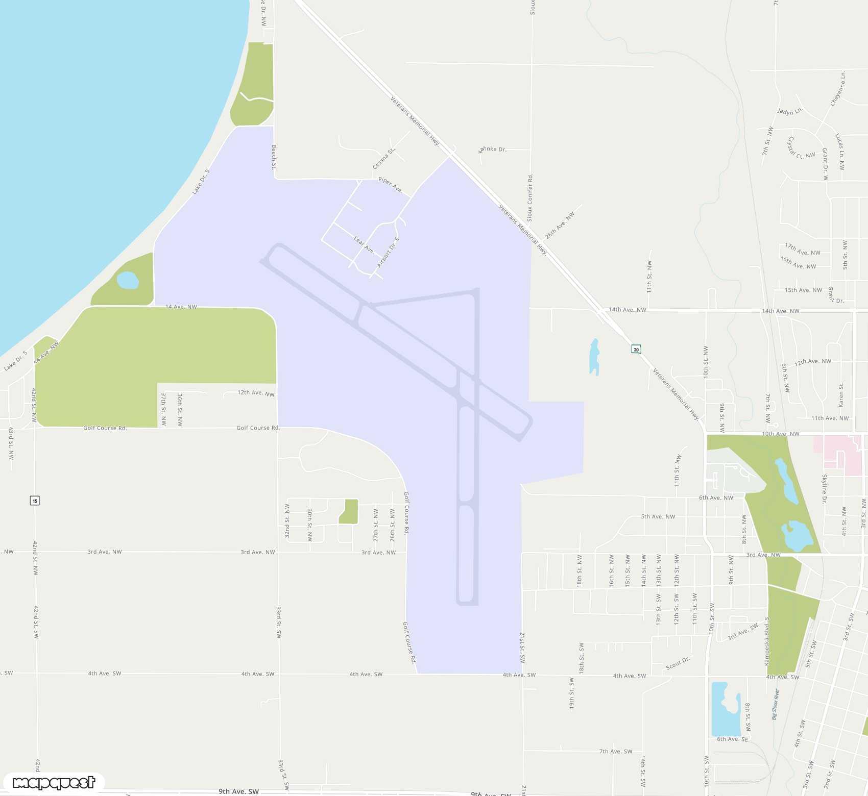 Carte de Watertown Regional <span>airport (ATY)</span>