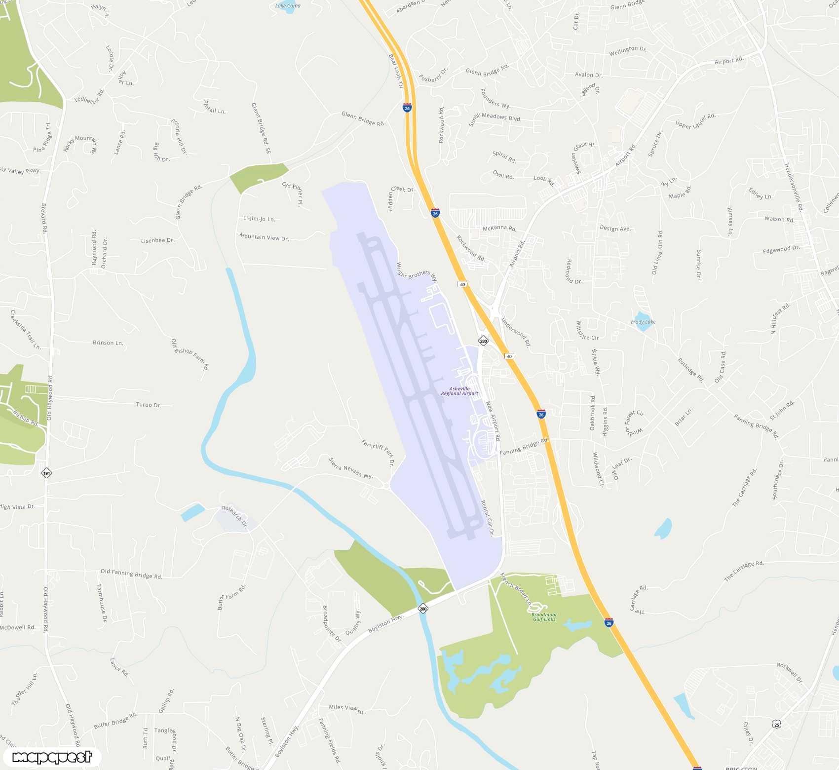 Carte de <span>Aéroport de </span>Asheville Regional<span>(AVL)</span>