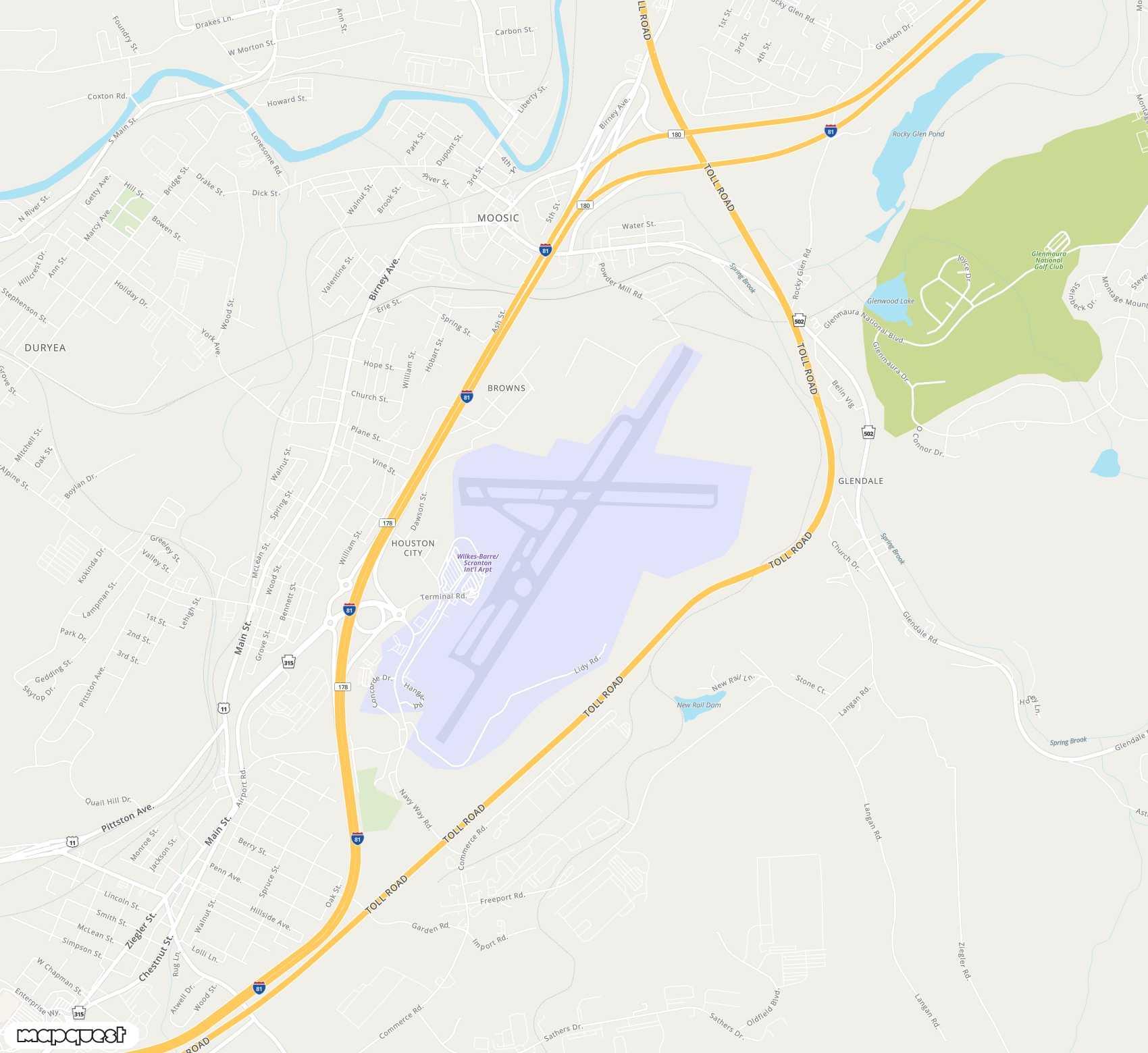 Carte de <span>Aéroport de </span>Wilkes Barre Scranton<span>(AVP)</span>