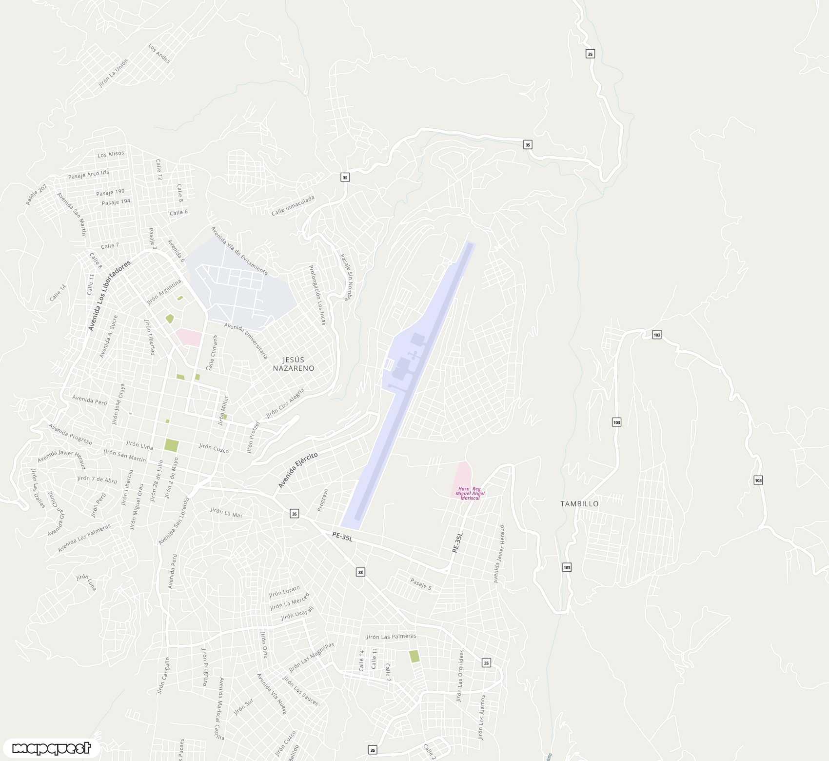 Carte de <span>Aéroport de </span>Coronel FAP Alfredo Mendivil Duarte<span>(AYP)</span>