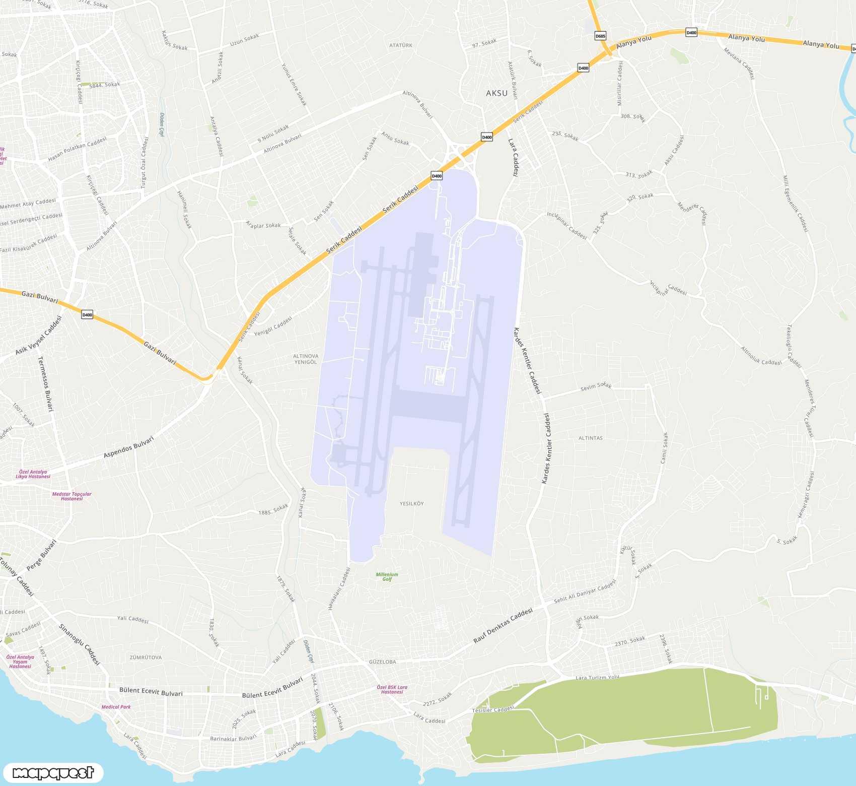 Carte de Antalya <span>international airport (AYT)</span>