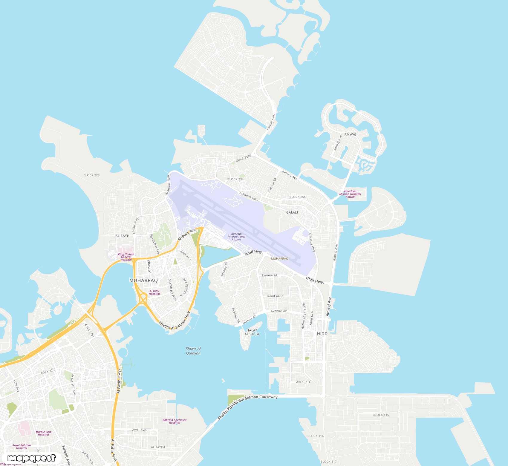 Carte de Bahrain <span>international airport (BAH)</span>