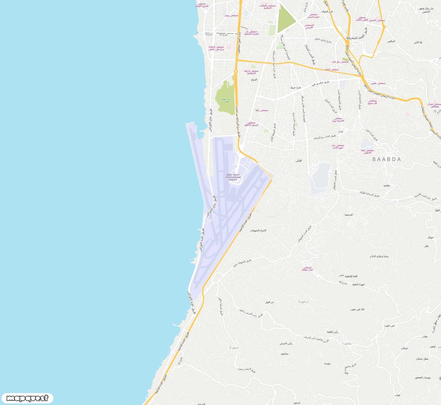 Carte de Beirut Rafic Hariri <span>international airport (BEY)</span>