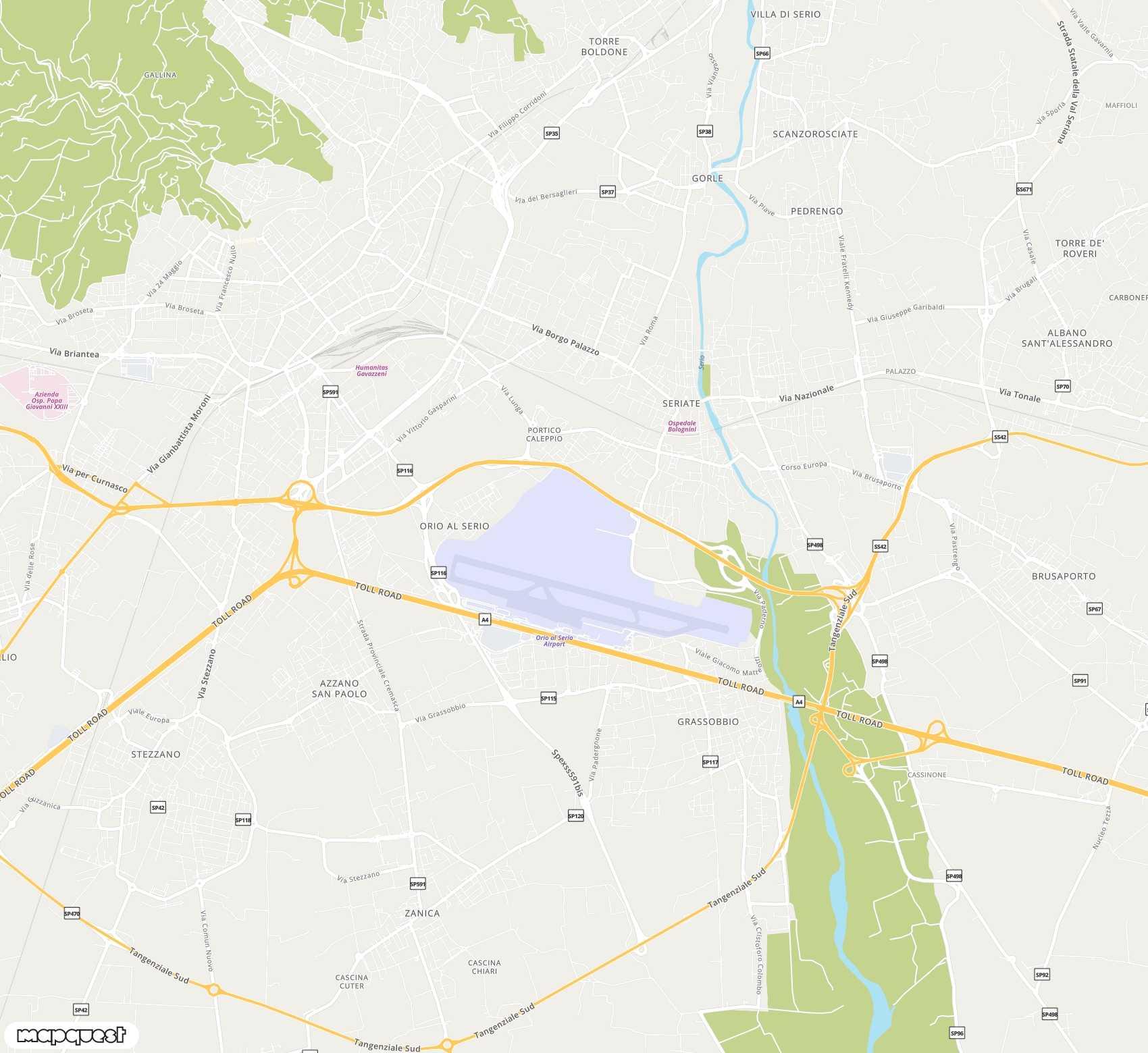 Carte de Milan Bergamo <span>international airport (BGY)</span>