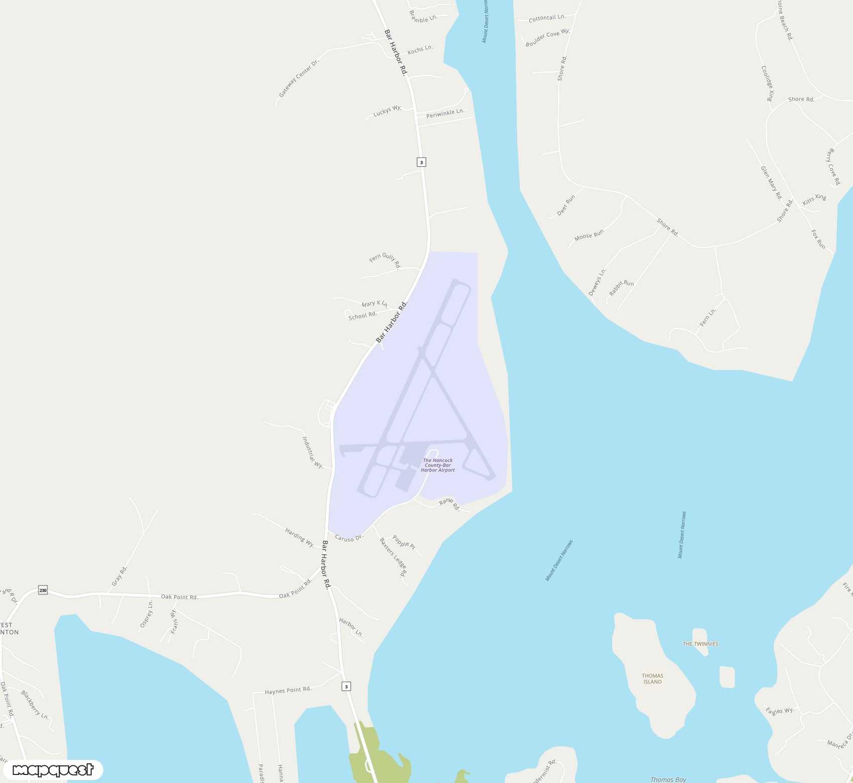 Carte de <span>Aéroport de </span>Hancock County-Bar Harbor<span>(BHB)</span>