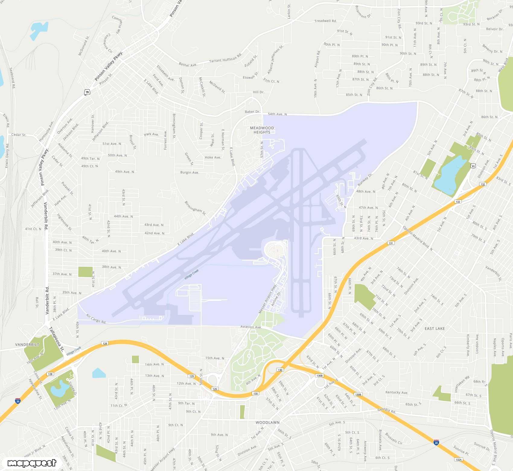Carte de Birmingham-Shuttlesworth <span>airport (BHM)</span>