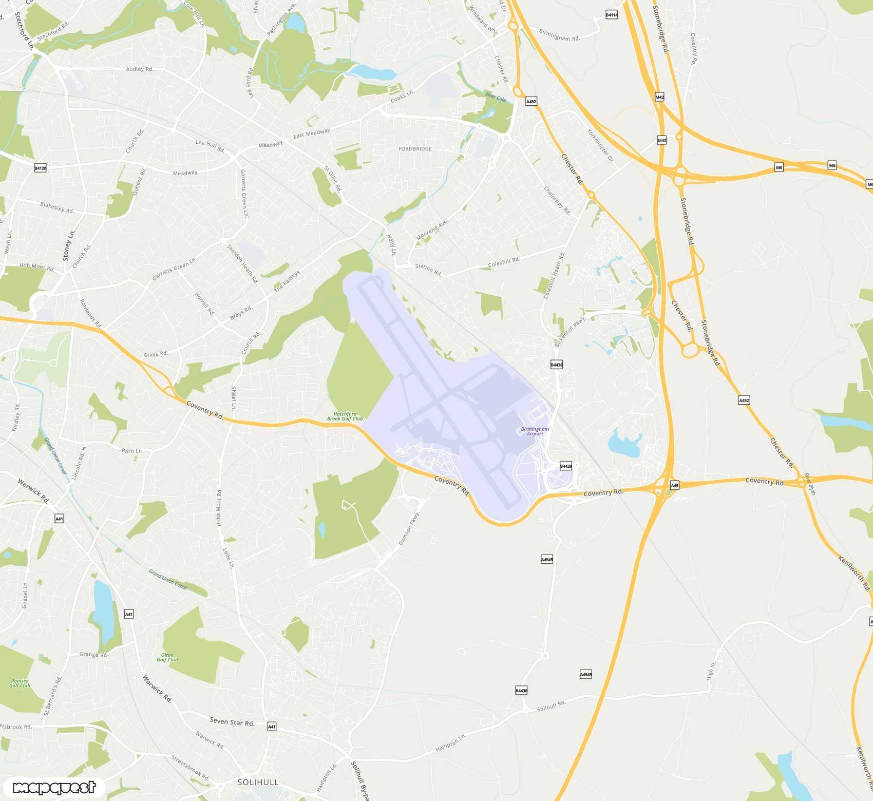 Carte de Birmingham <span>international airport (BHX)</span>