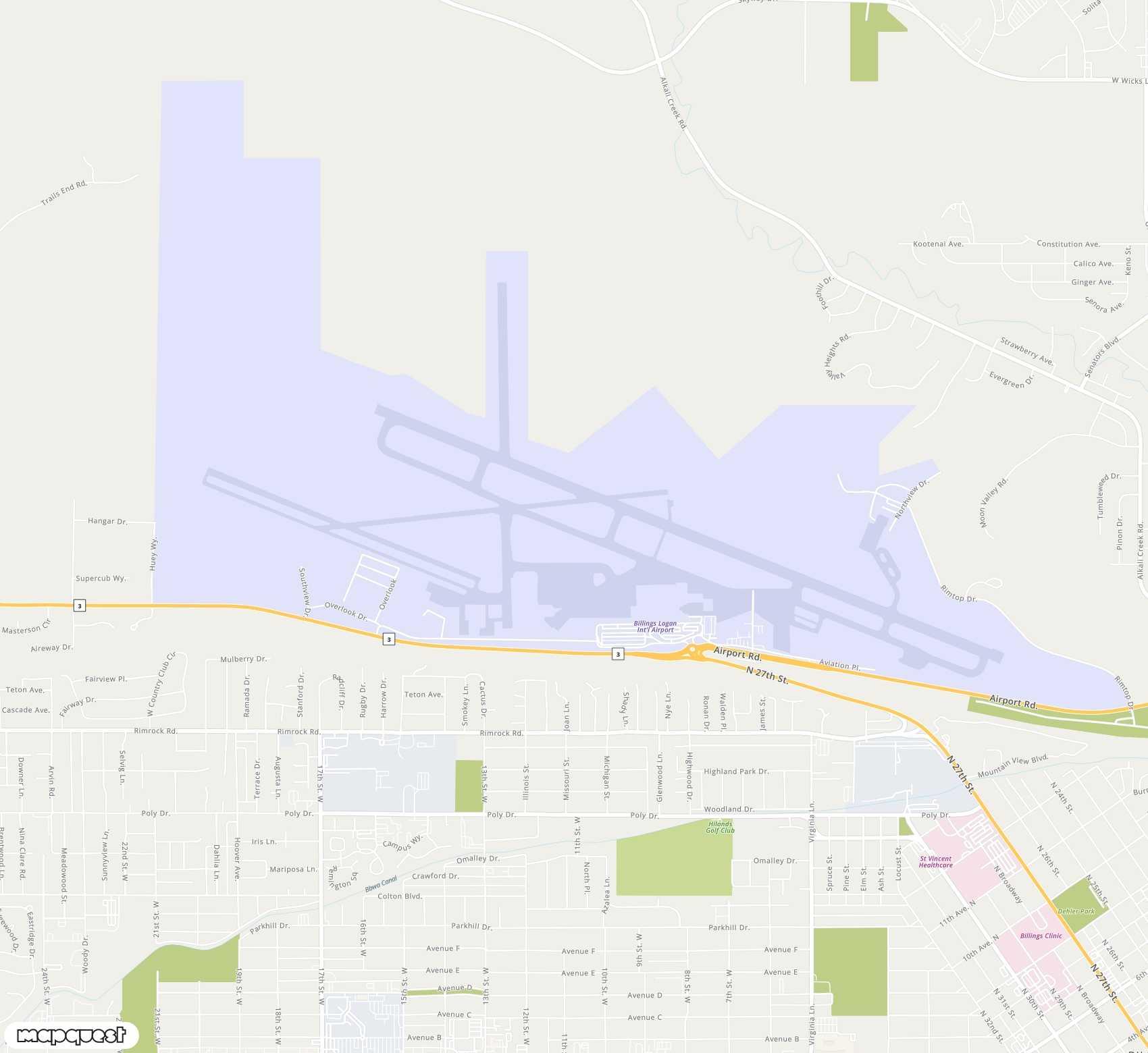 Carte de <span>Aéroport de </span>Billings Logan<span>(BIL)</span>