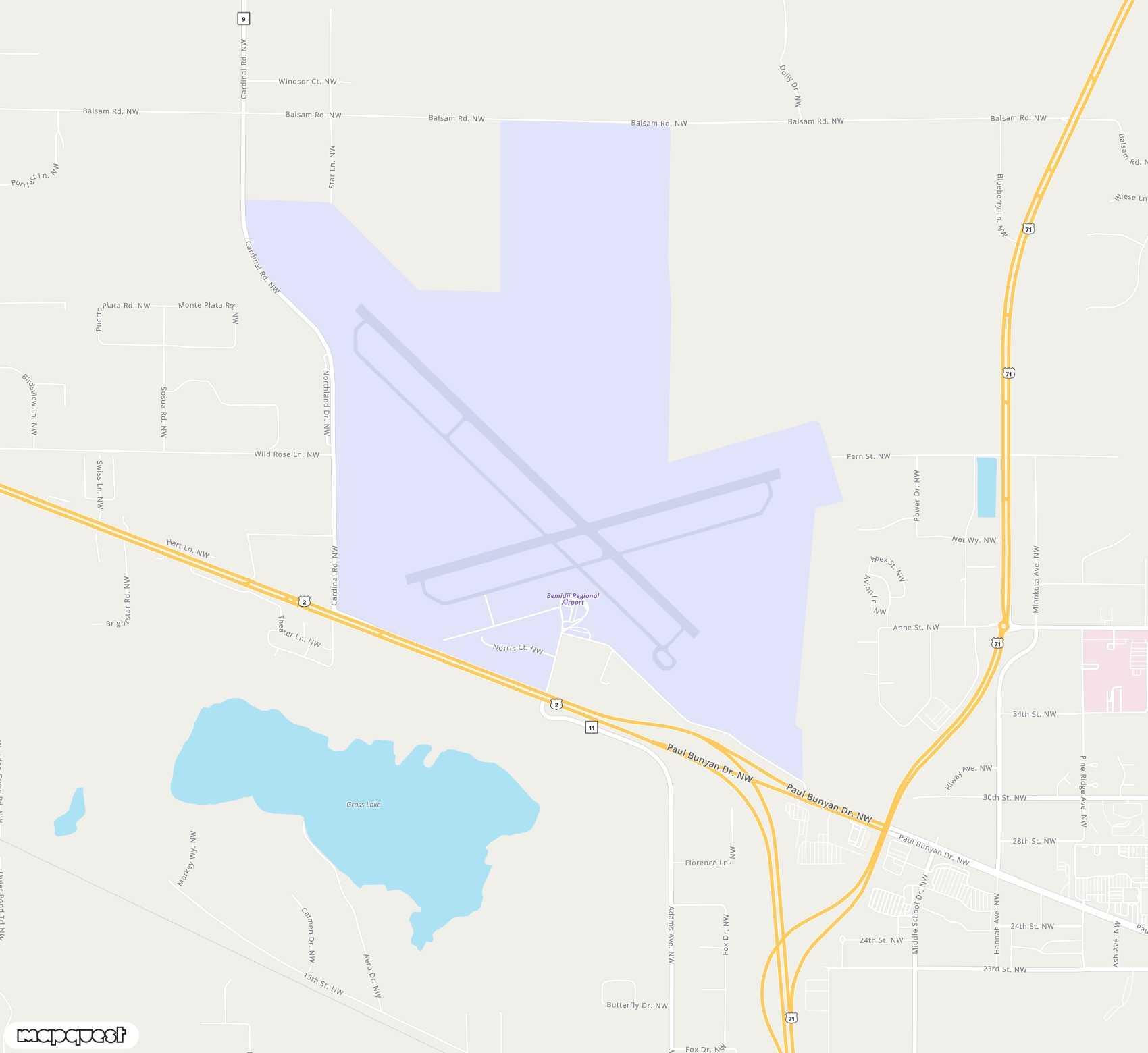 Carte de <span>Aéroport de </span>Bemidji Regional<span>(BJI)</span>