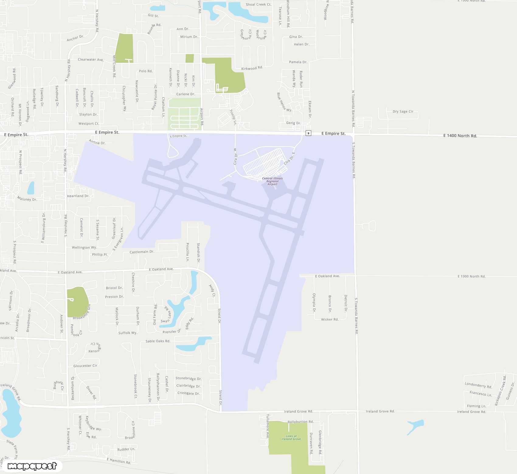 Carte de <span>Aéroport de </span>Central Illinois Regional at Bloomington-Normal<span>(BMI)</span>