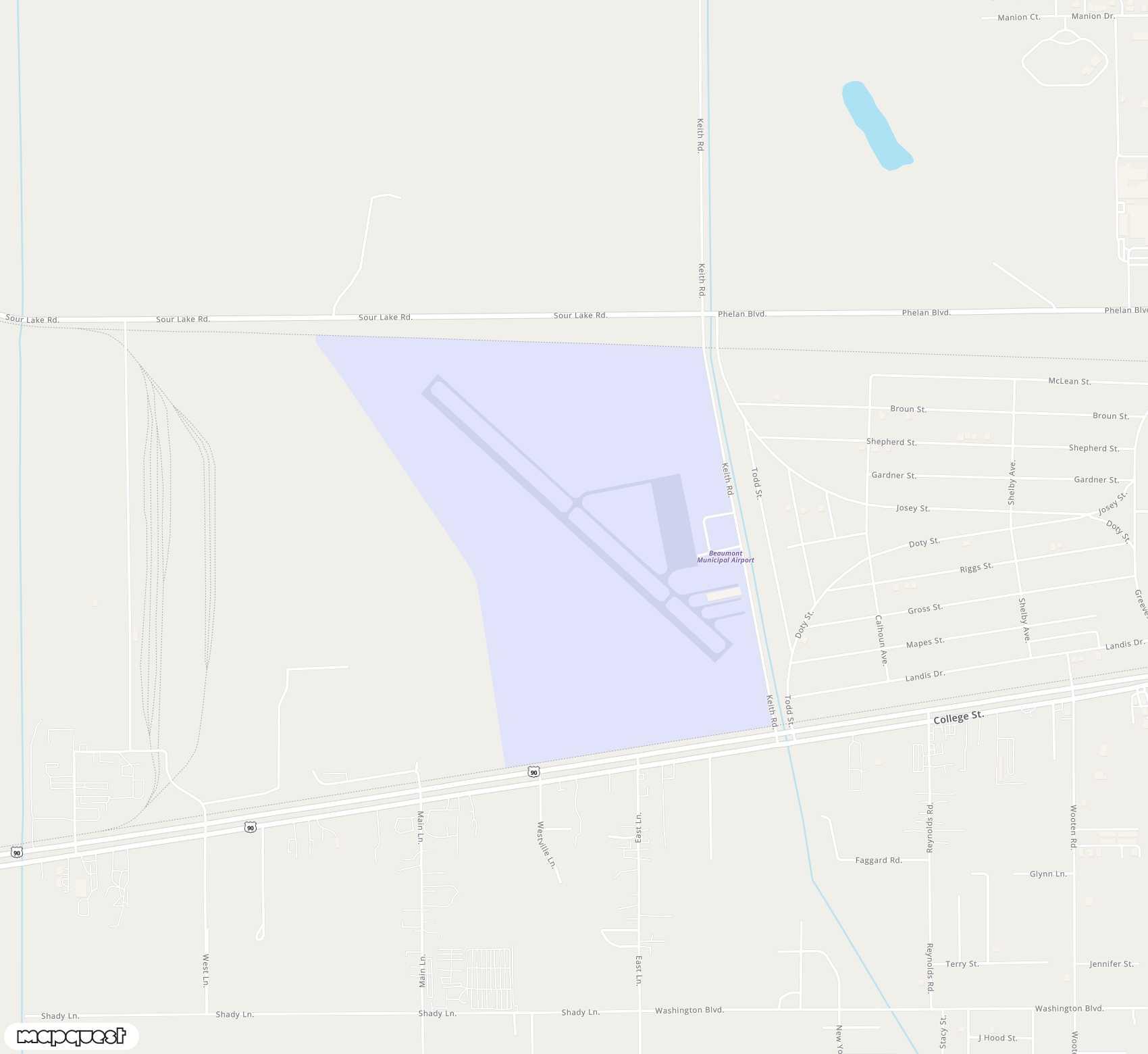 Carte de <span>Aérodrome de </span>Beaumont Municipal<span>(BMT)</span>