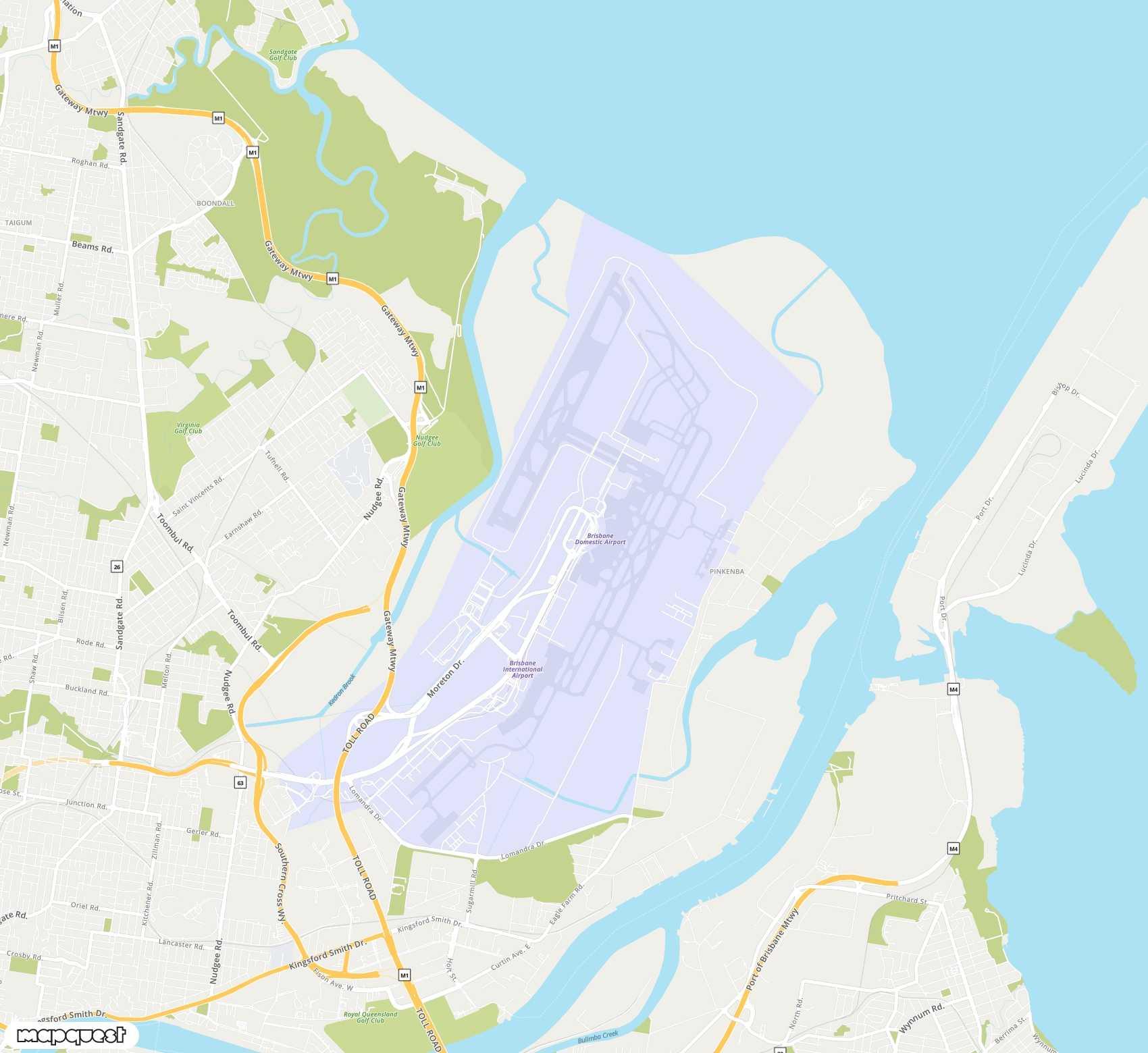 Carte de Brisbane <span>international airport (BNE)</span>