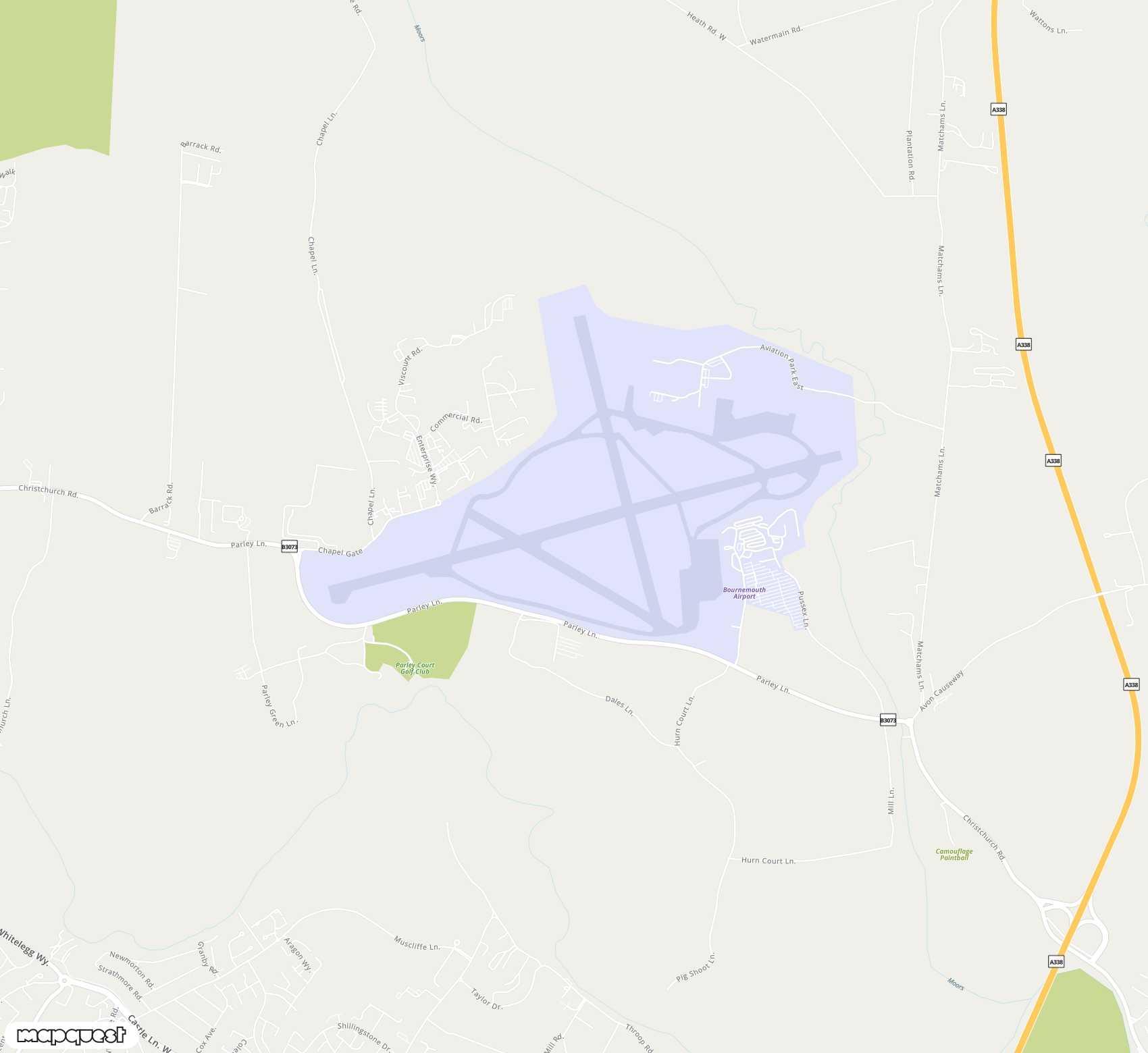 Carte de Bournemouth <span>airport (BOH)</span>