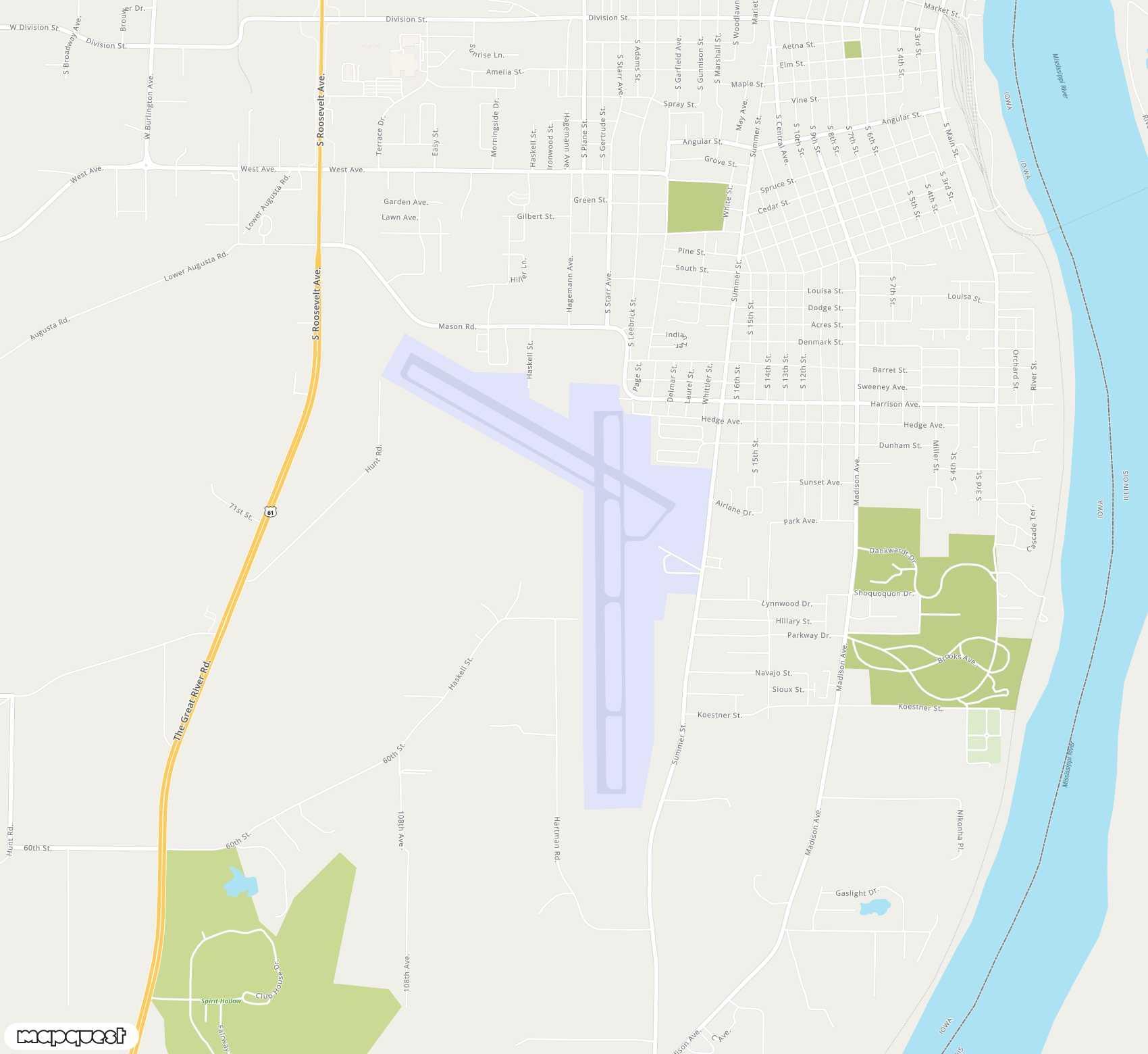 Carte de <span>Aéroport de </span>Southeast Iowa Regional<span>(BRL)</span>