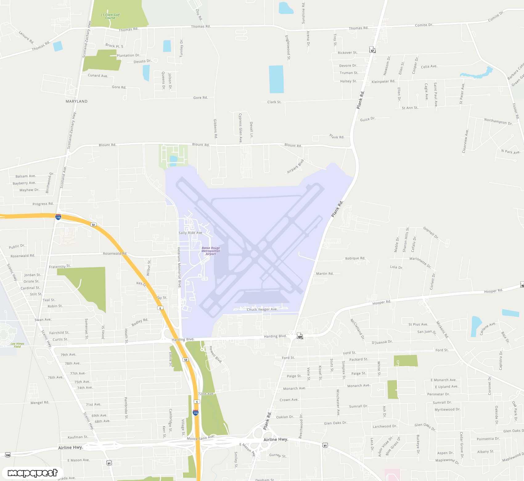 Carte de <span>Aéroport de </span>Baton Rouge Metropolitan<span>(BTR)</span>