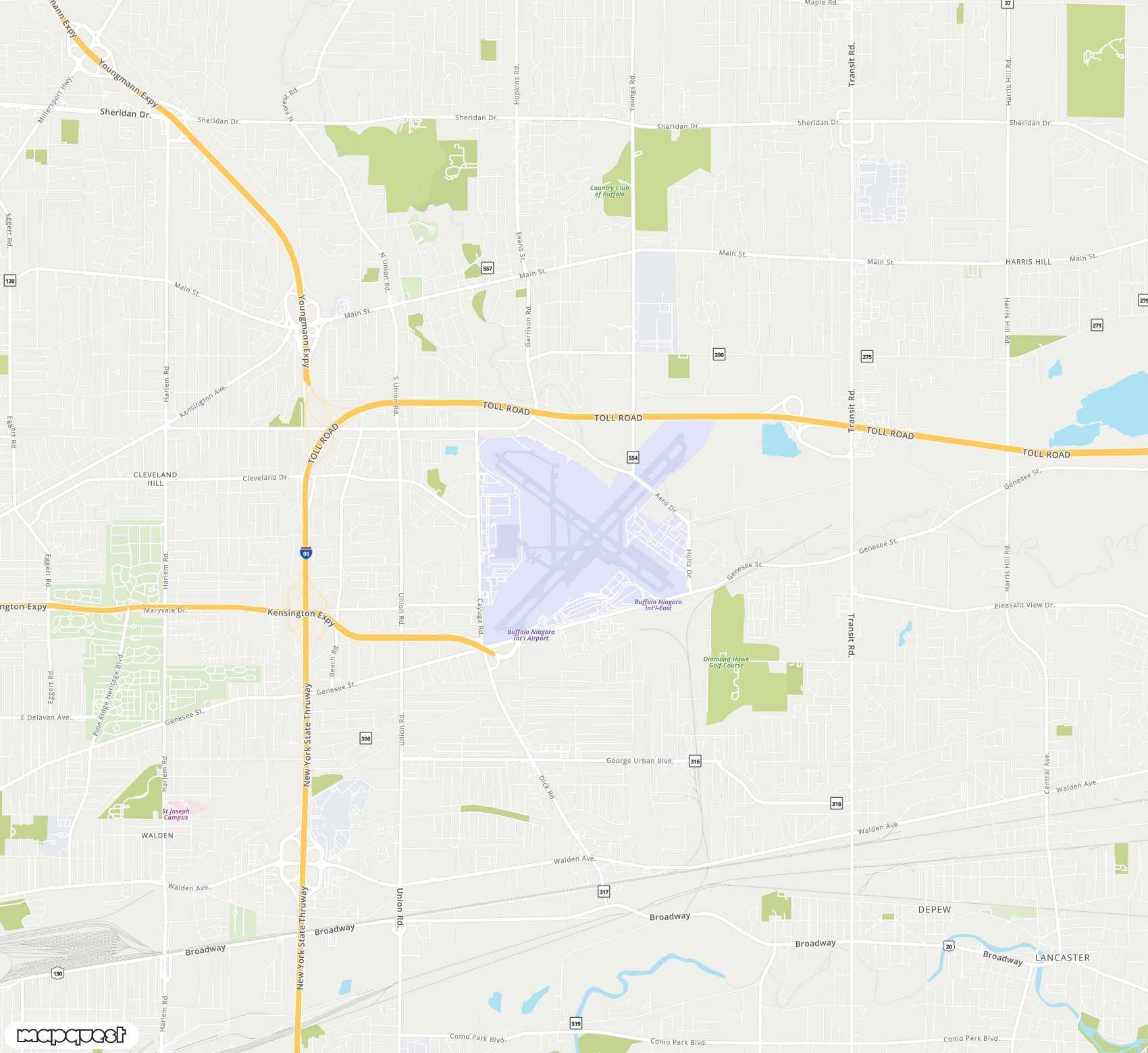 Carte de Buffalo Niagara <span>international airport (BUF)</span>