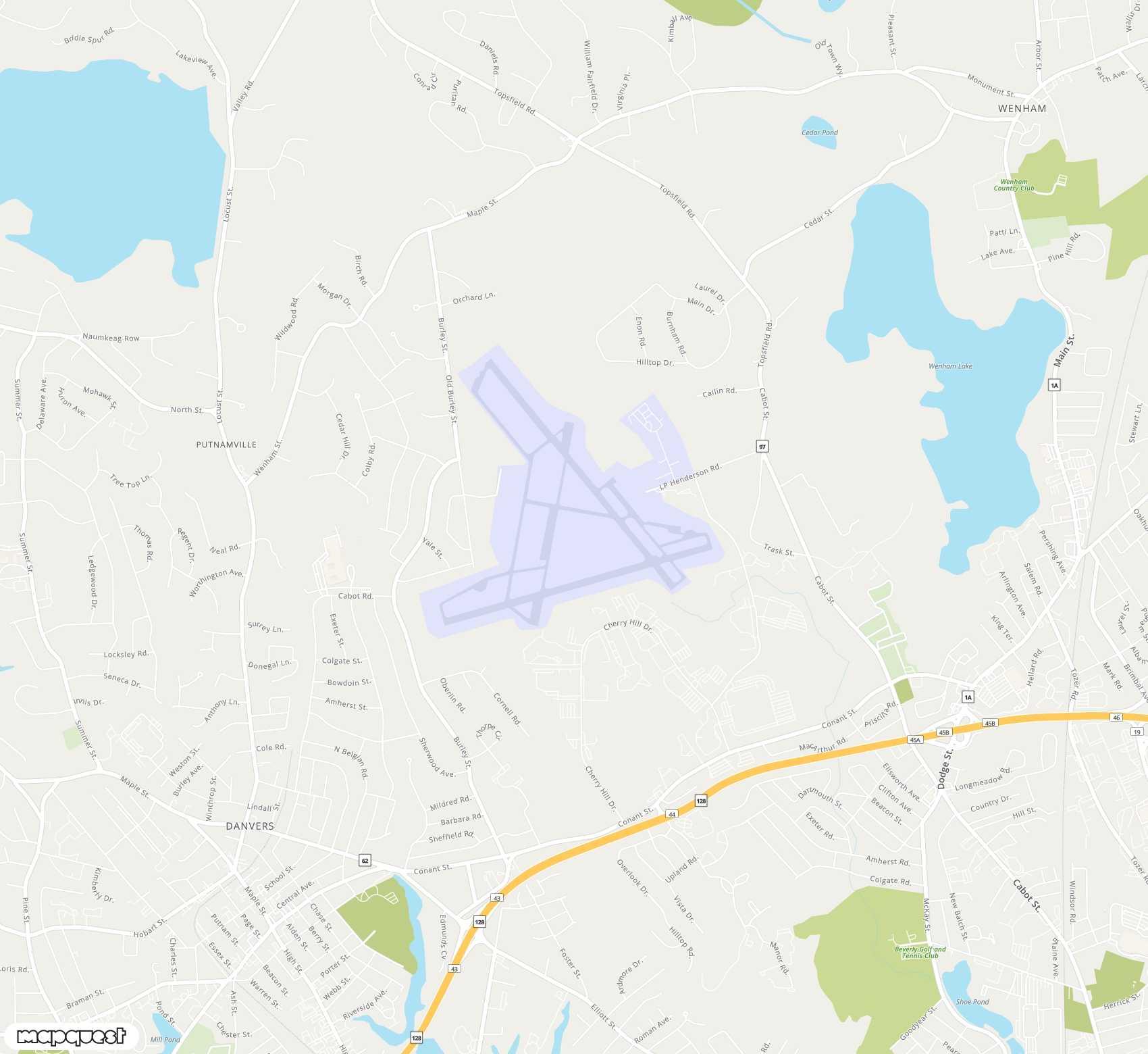 Carte de Beverly Regional <span>airport (BVY)</span>