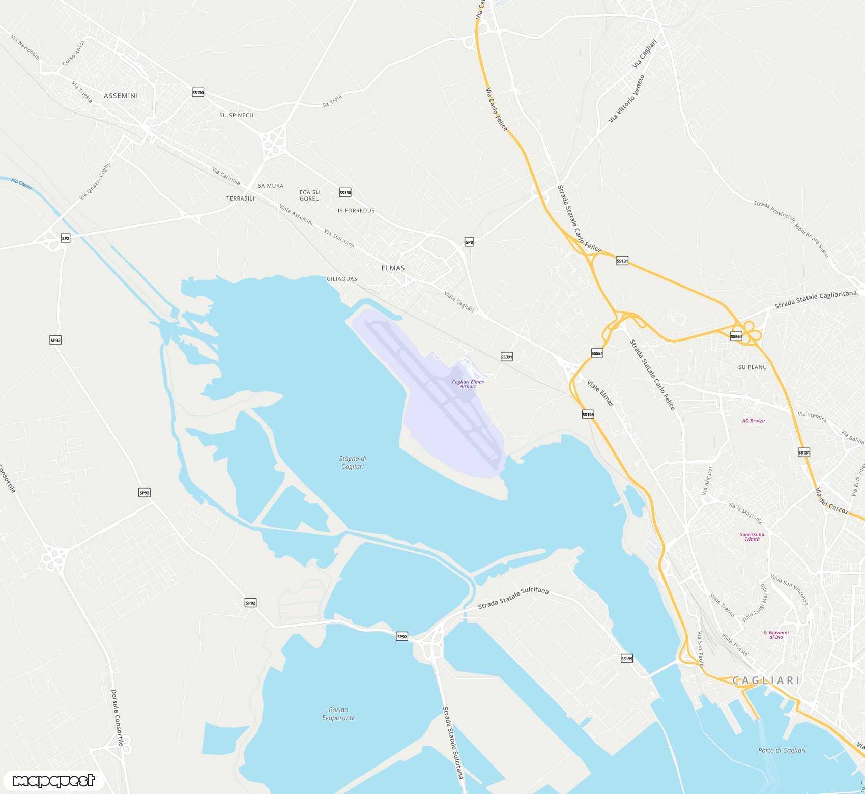 Carte de <span>Aéroport international de </span>Cagliari Elmas<span>(CAG)</span>