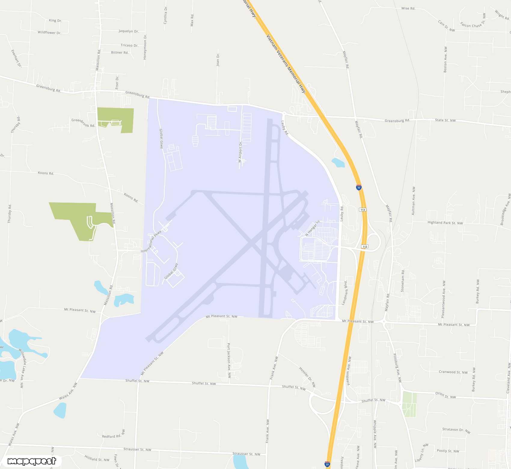 Carte de Akron Canton Regional <span>airport (CAK)</span>