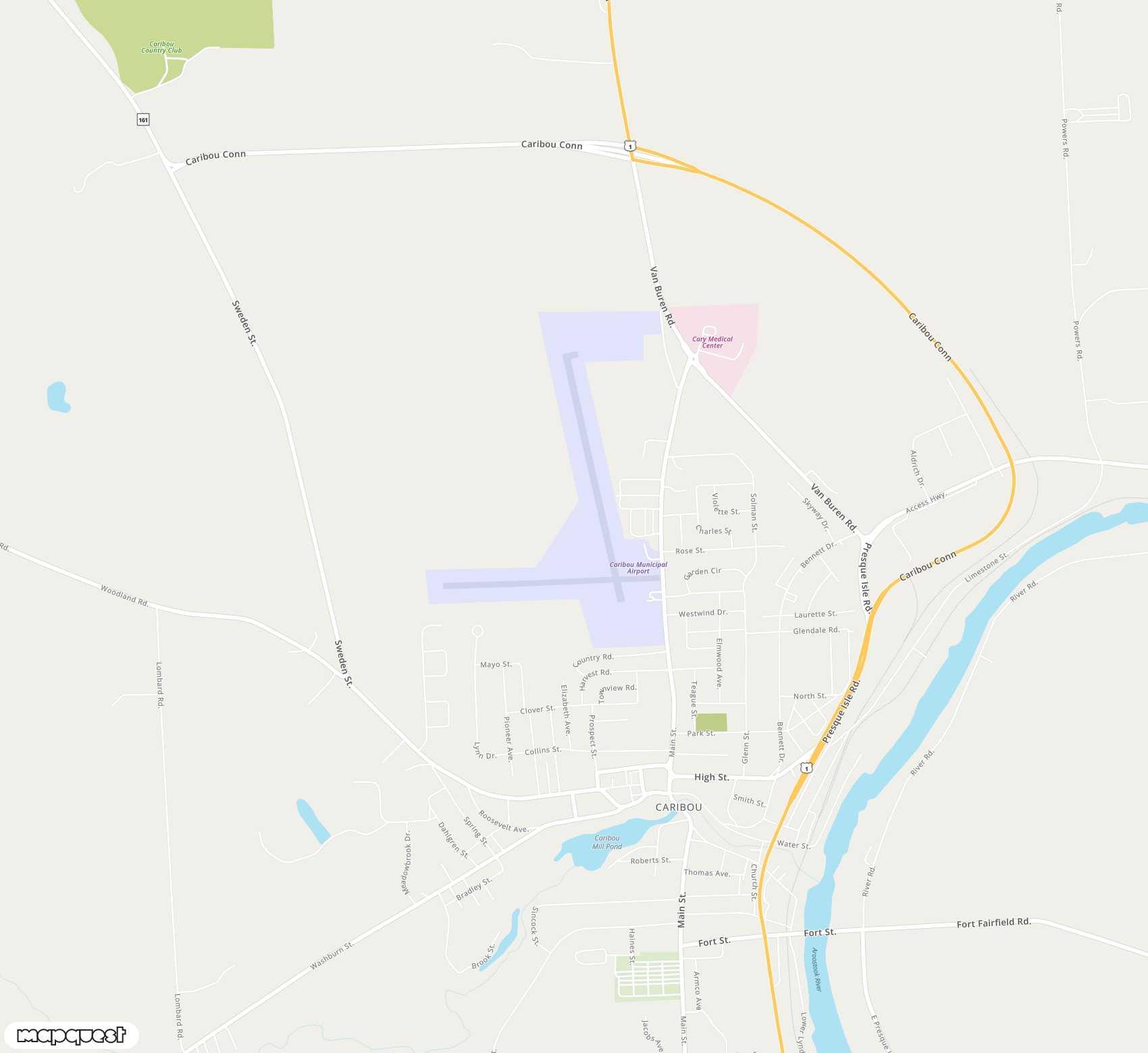 Carte de <span>Aéroport de </span>Caribou Municipal<span>(CAR)</span>