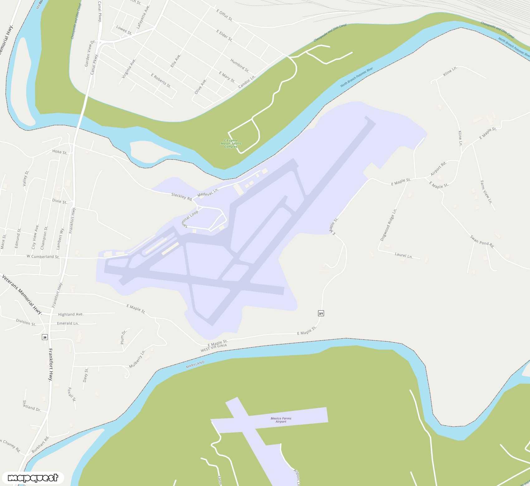 Carte de <span>Aérodrome de </span>Greater Cumberland Regional<span>(CBE)</span>