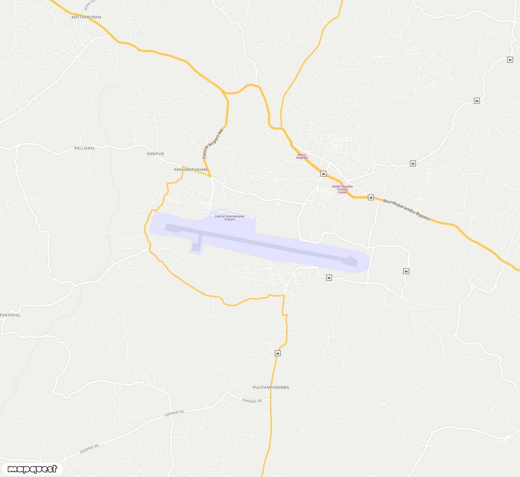 Carte de Calicut <span>airport (CCJ)</span>