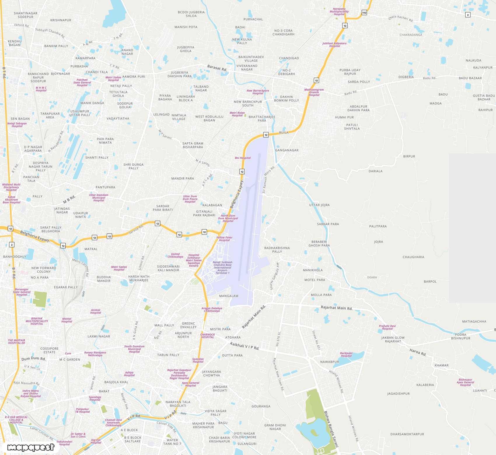 Carte de Netaji Subhash Chandra Bose <span>international airport (CCU)</span>