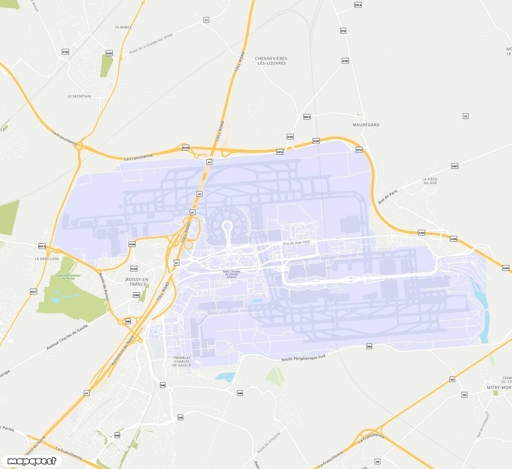 Carte de <span>Aéroport international de </span>Charles de Gaulle<span>(CDG)</span>