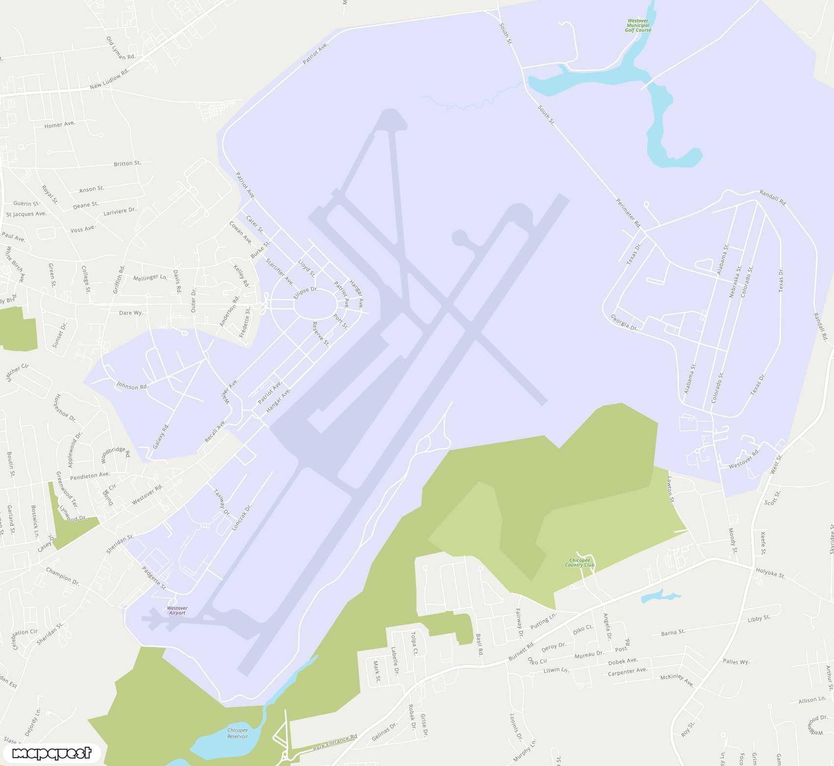 Carte de Westover ARB/Metropolitan <span>airport (CEF)</span>