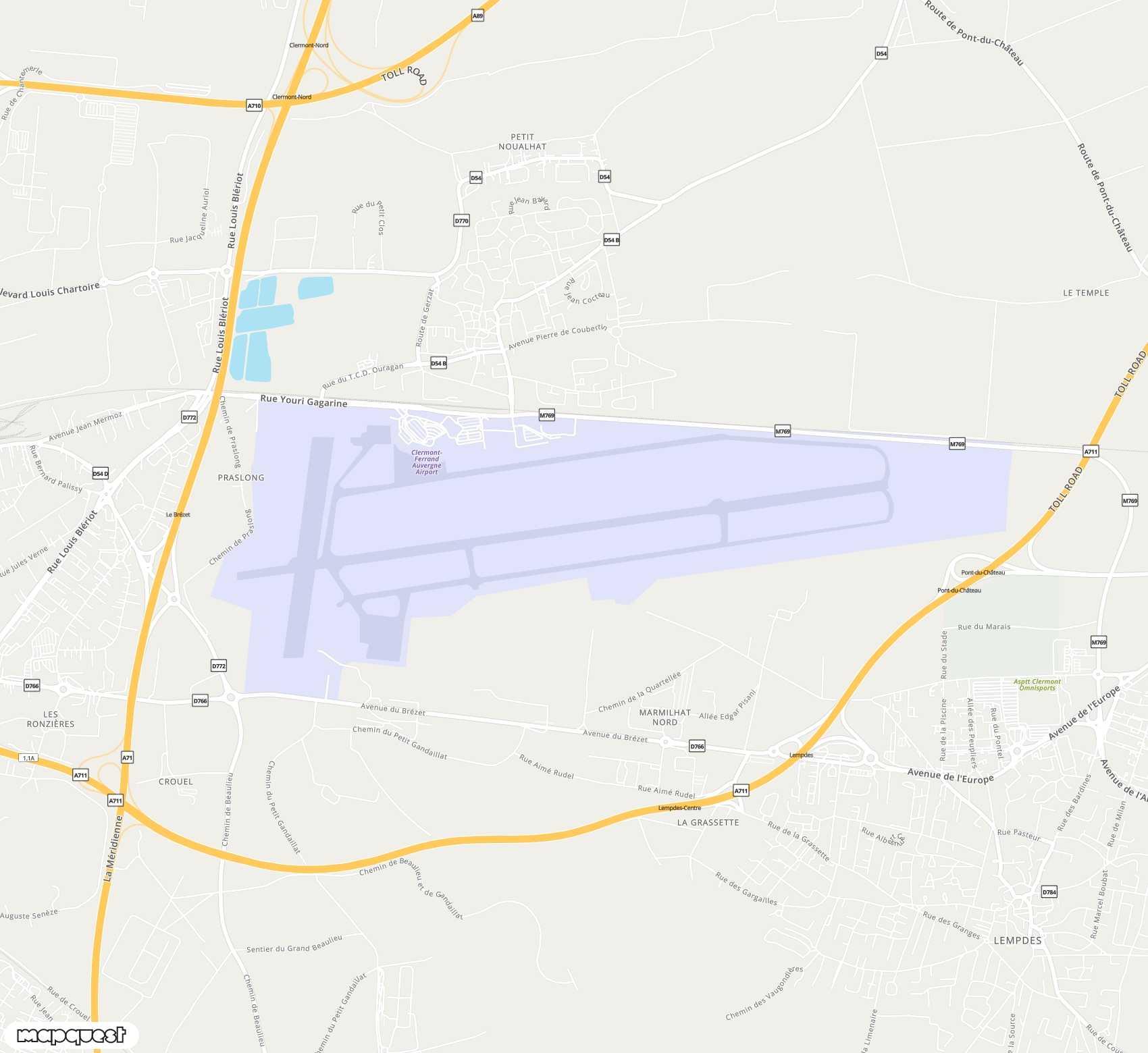 Carte de <span>Aéroport de </span>Clermont-Ferrand Auvergne<span>(CFE)</span>