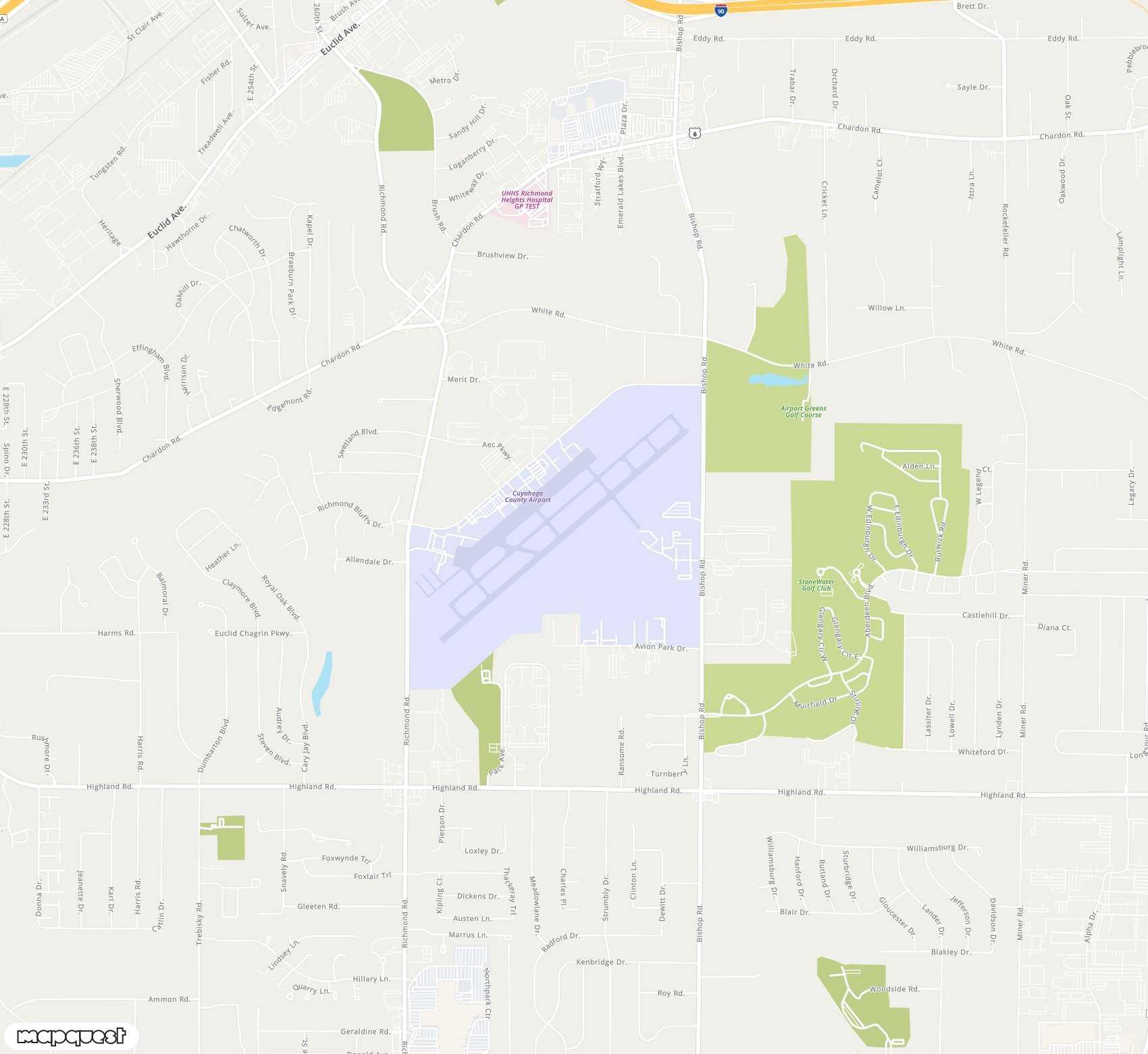 Carte de Cuyahoga County <span>airport (CGF)</span>