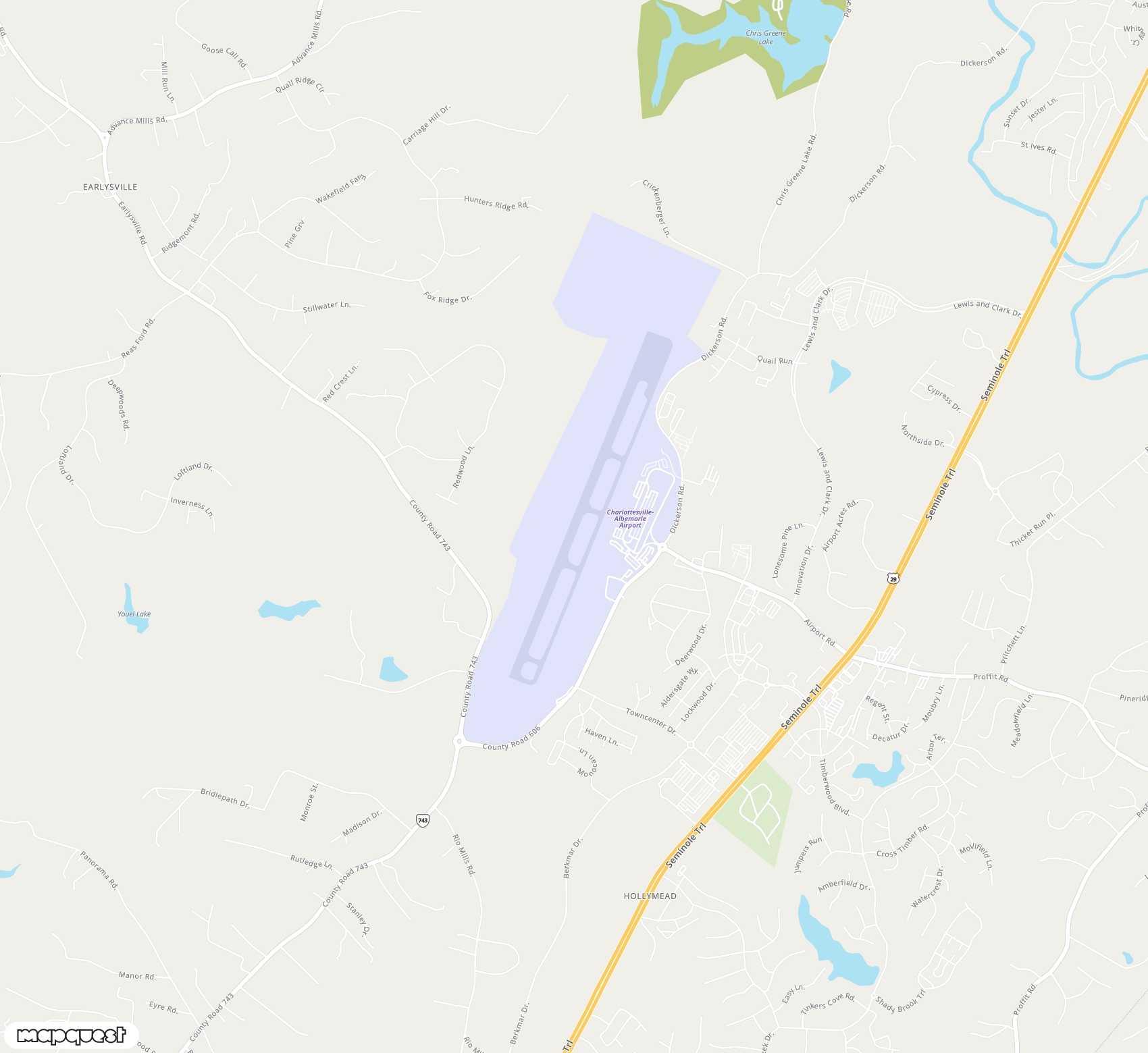 Carte de <span>Aéroport de </span>Charlottesville Albemarle<span>(CHO)</span>