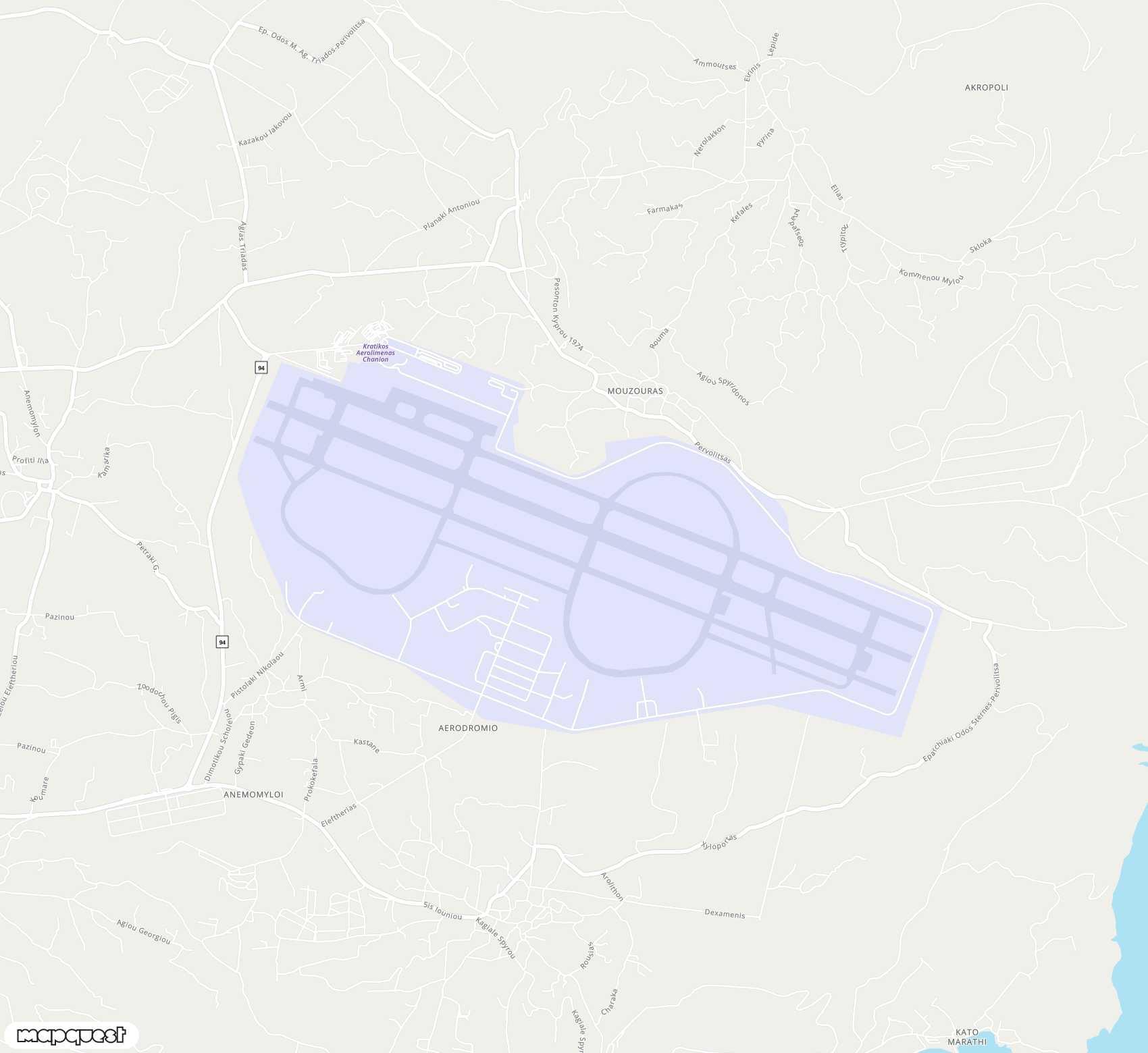 Carte de Chania <span>airport (CHQ)</span>