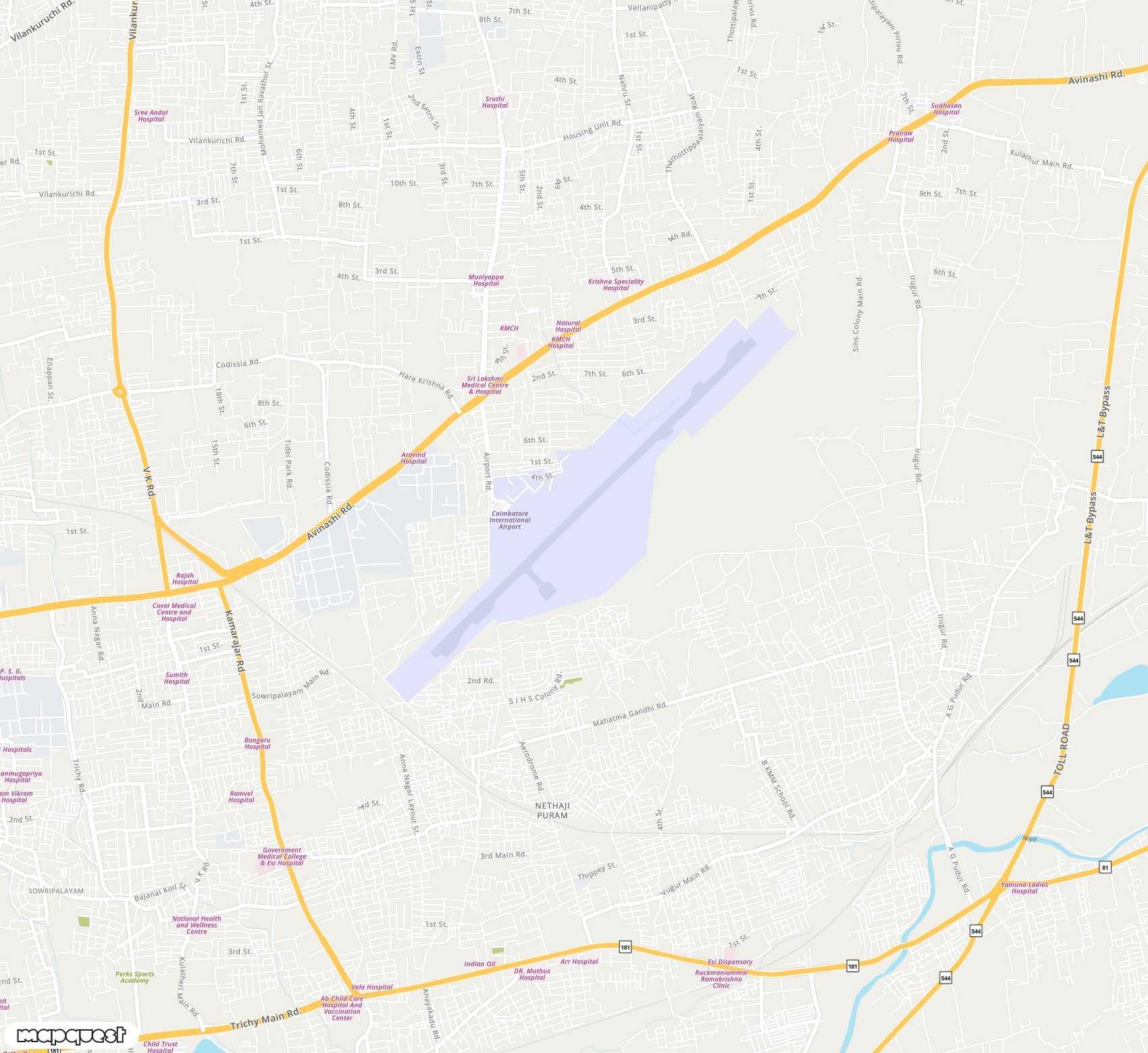 Carte de Coimbatore <span>airport (CJB)</span>