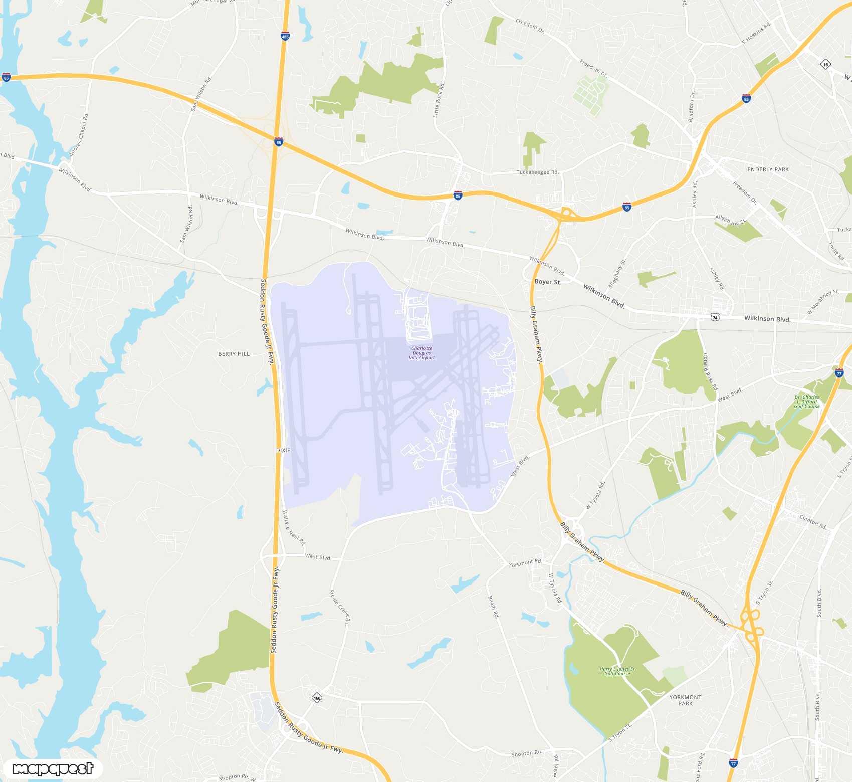 Carte de <span>Aéroport international de </span>Charlotte Douglas<span>(CLT)</span>