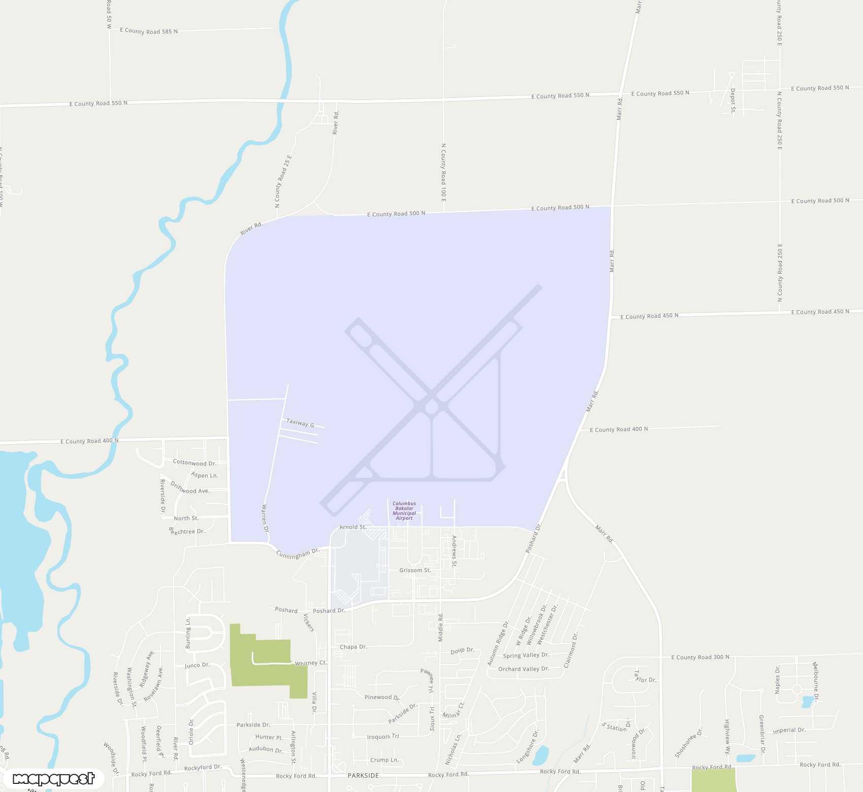 Carte de <span>Aéroport de </span>Columbus Municipal<span>(CLU)</span>