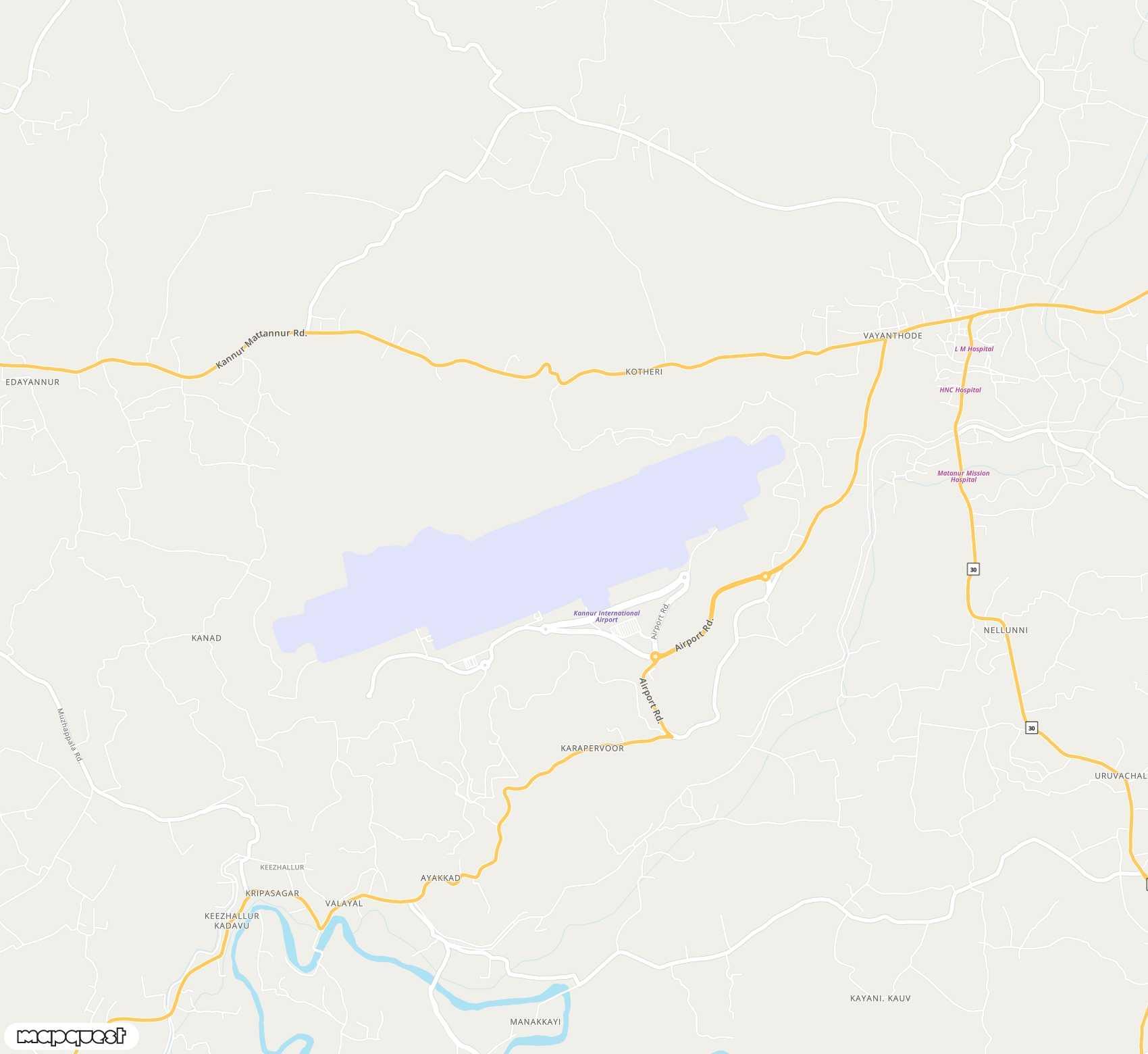 Carte de Kannur <span>airport (CNN)</span>