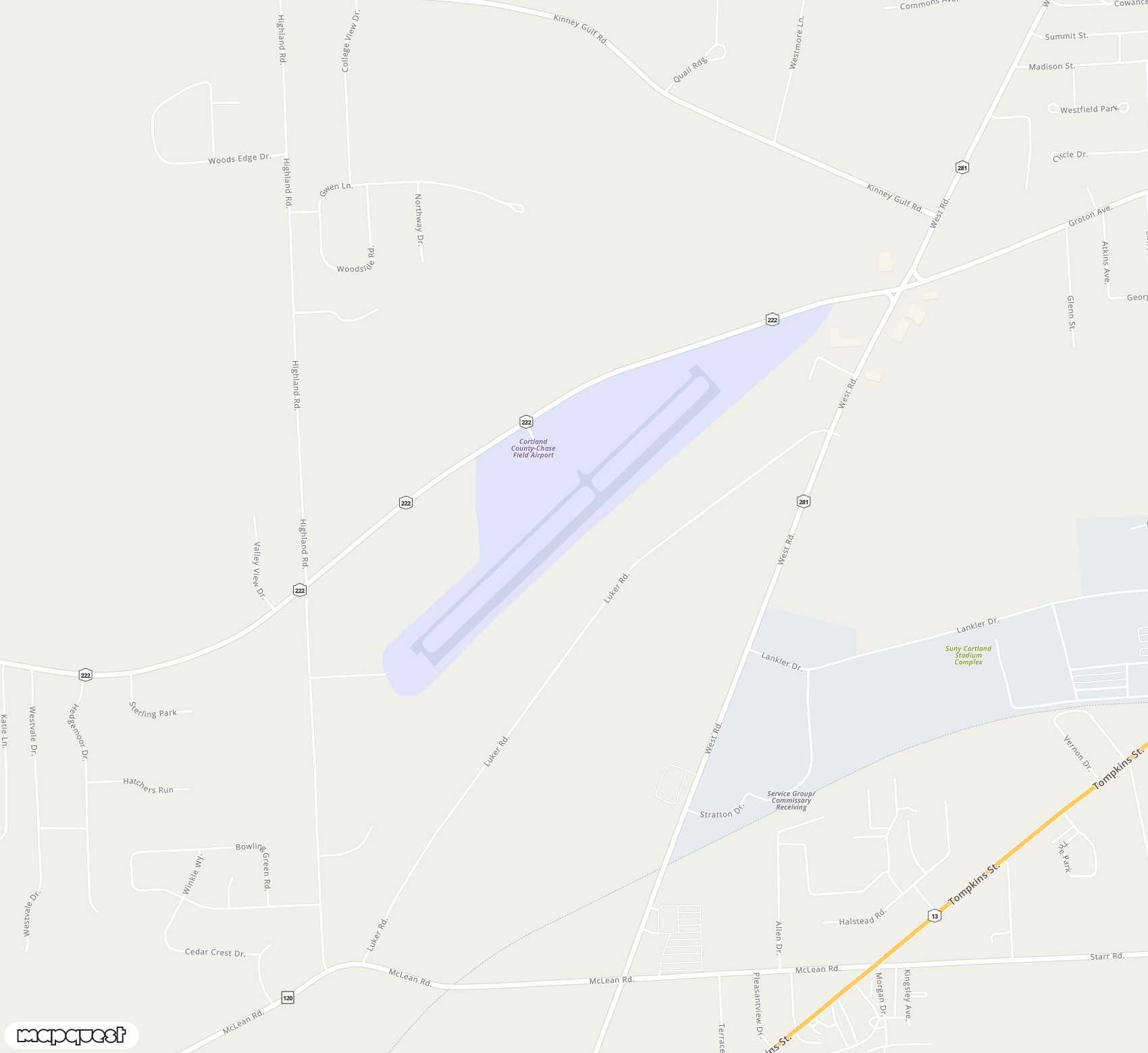 Carte de <span>Aérodrome de </span>Cortland County Chase Field<span>(CTX)</span>