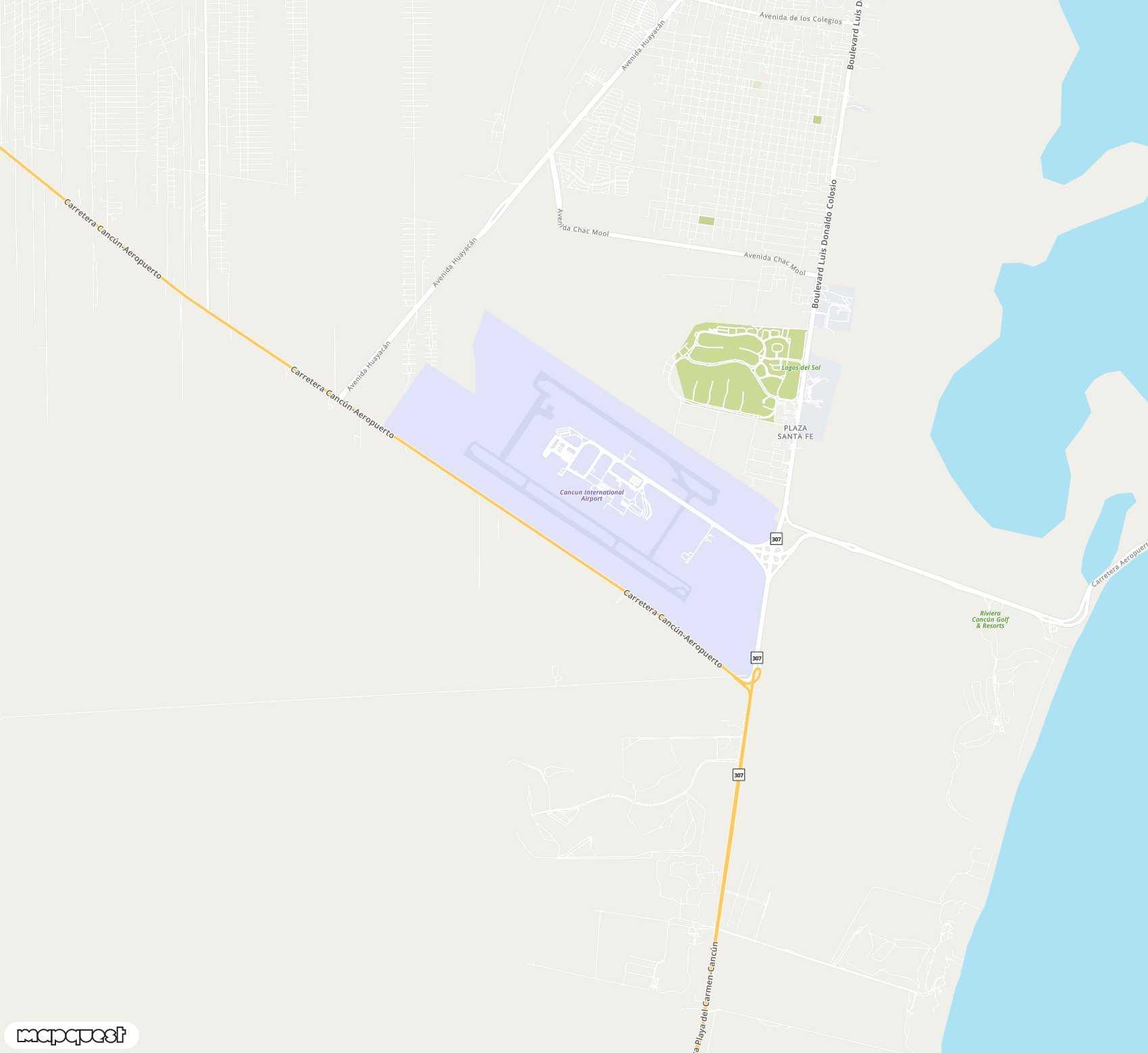 Carte de Cancún <span>international airport (CUN)</span>