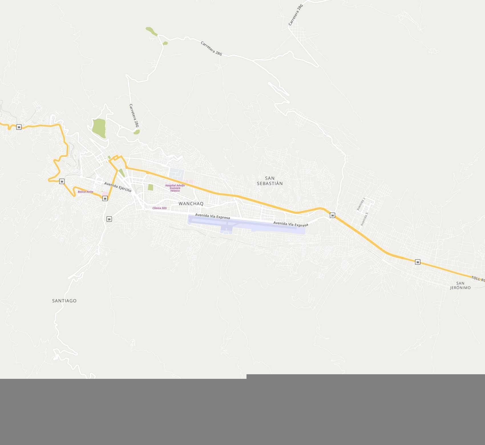 Carte de <span>Aéroport international de </span>Alejandro Velasco Astete<span>(CUZ)</span>