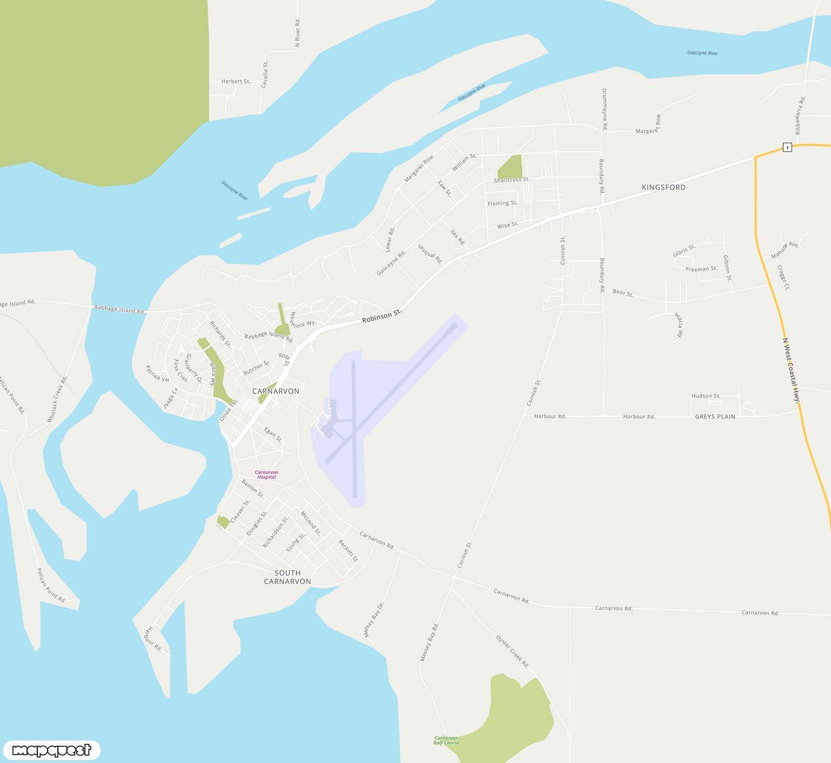 Carte de Carnarvon <span>airport (CVQ)</span>